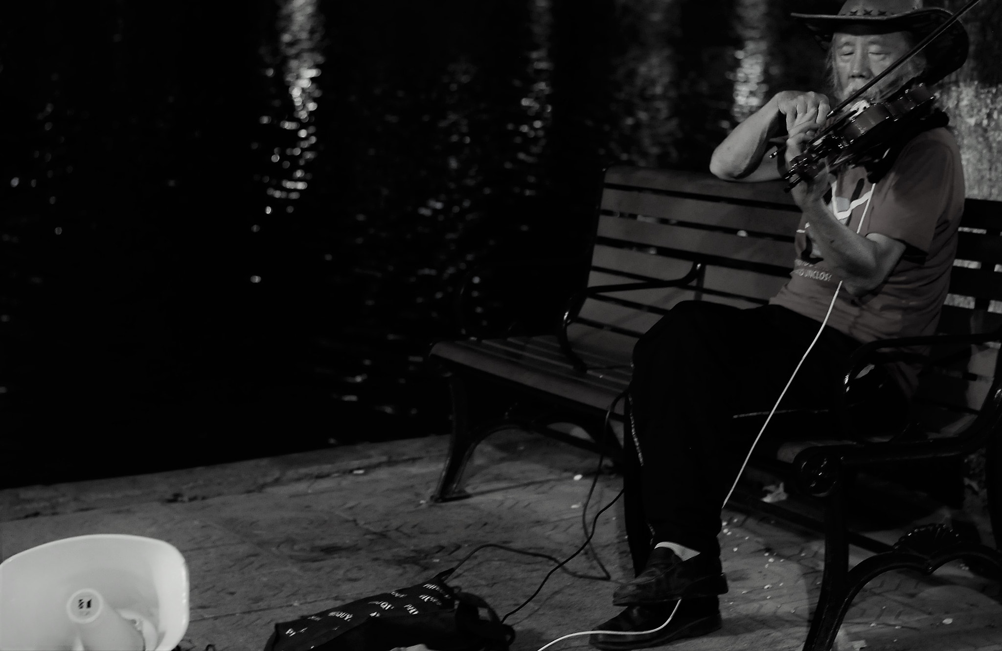 Nikon D300 + Nikon AF-S Nikkor 50mm F1.8G sample photo. Lakeside violinist photography