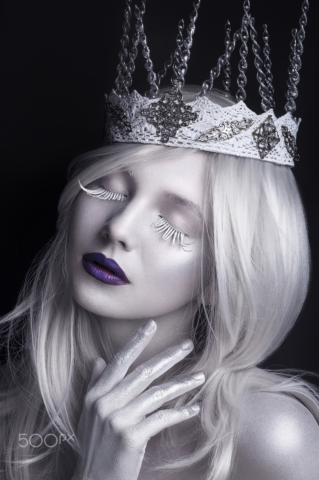 Canon EOS 6D sample photo. Snow queen, creative closeup portrait. young woman in creative photography