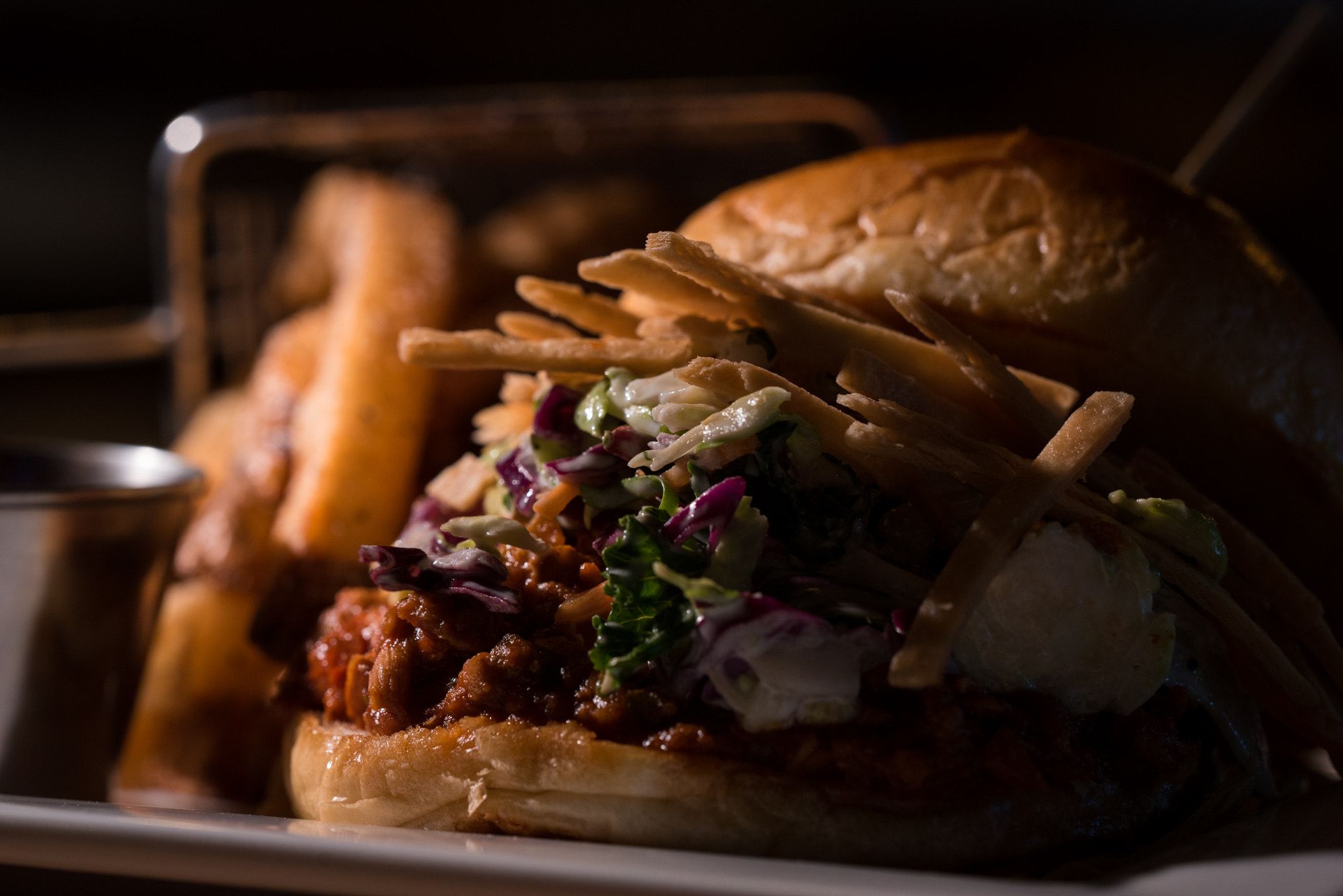 Nikon D750 sample photo. Dramatic burger textures photography