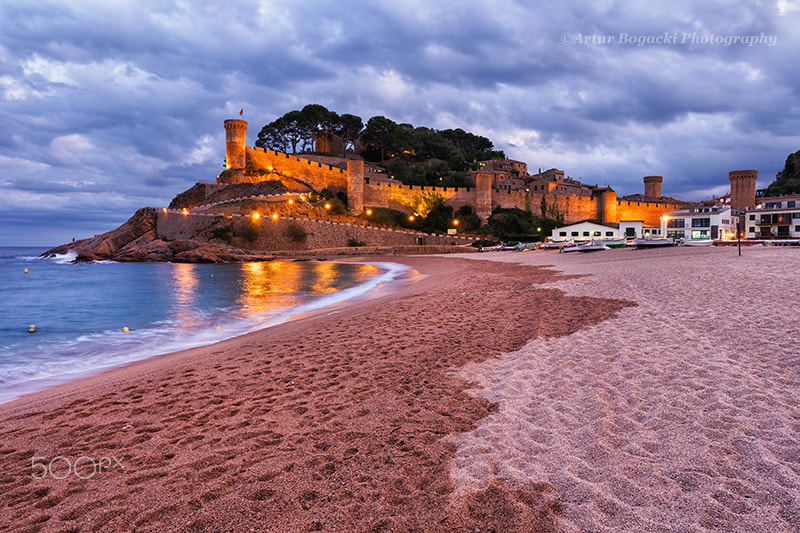 Canon EF 24mm F2.8 IS USM sample photo. Tossa de mar at dusk in spain photography