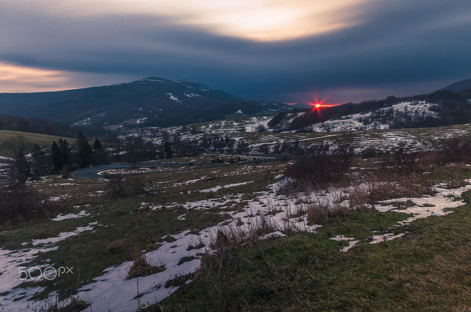 Pentax K-5 II sample photo. Dramatic landscape of sunrise...bieszczady photography