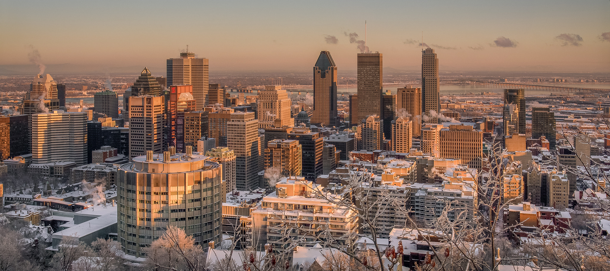 Canon EOS 450D (EOS Rebel XSi / EOS Kiss X2) sample photo. Montreal skyline from lookout on mont-royal, quebec, canada photography
