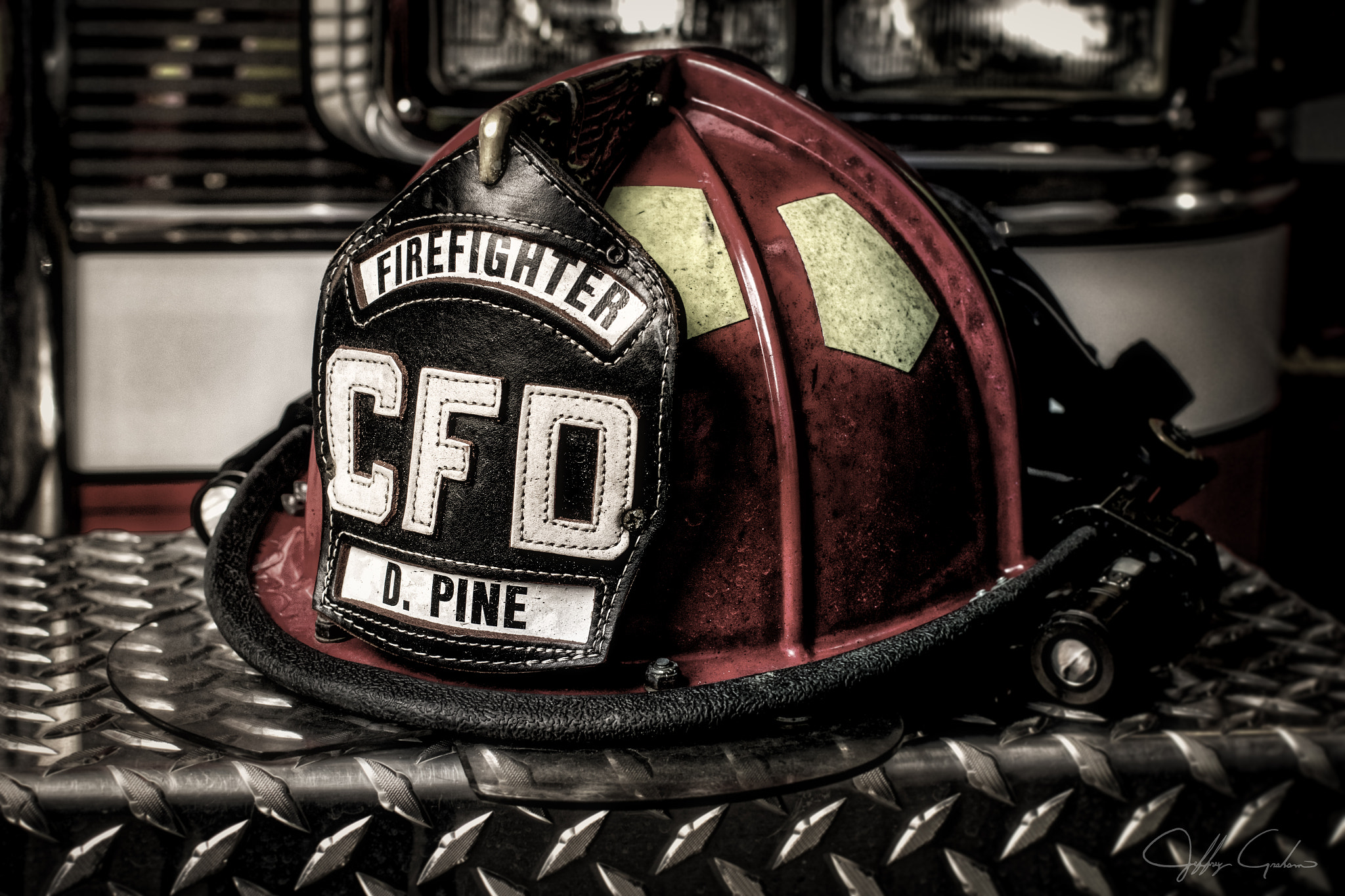 Canon EF 50mm F1.2L USM sample photo. Firefighter helmet photography