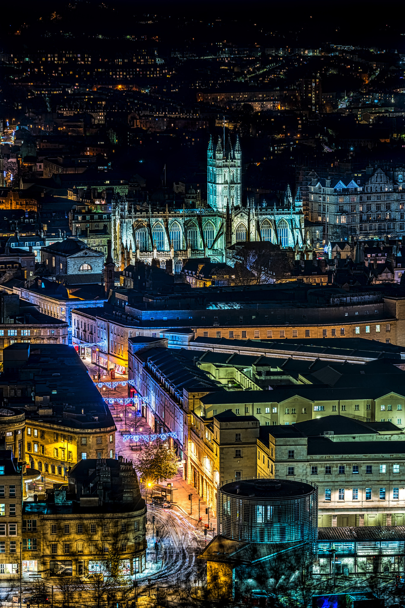 Nikon D810 sample photo. View over bath abbey at night photography
