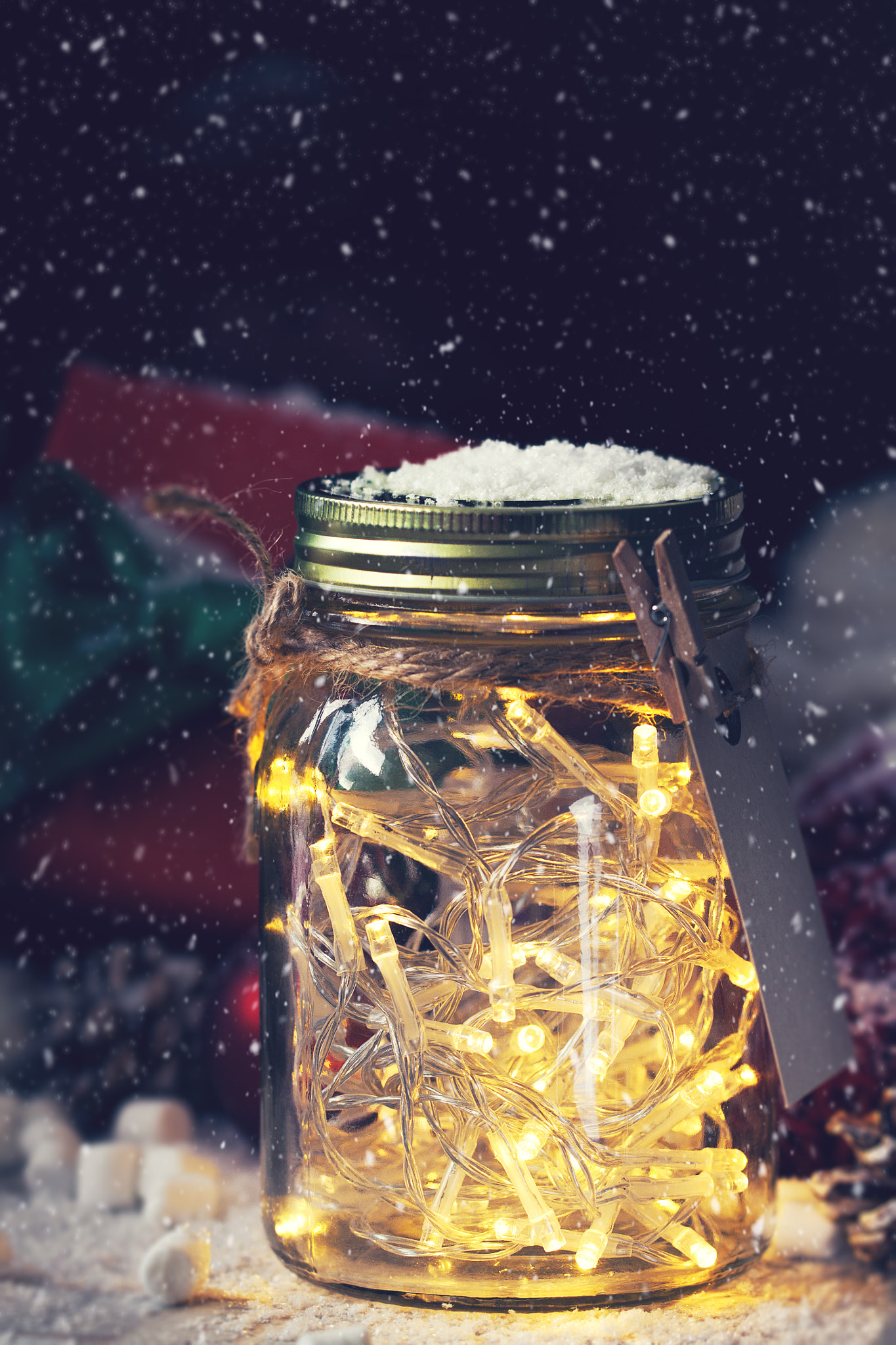 Canon EOS 50D sample photo. Fairy christmas holiday lights in a jar with christmas decoratio photography