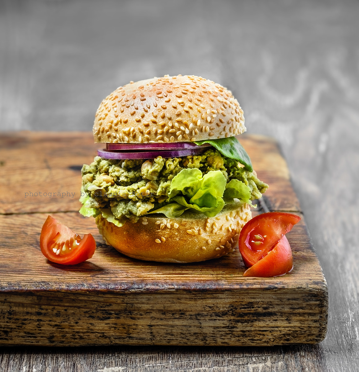 Sony a7R + Sony 100mm F2.8 Macro sample photo. Veggie burger photography