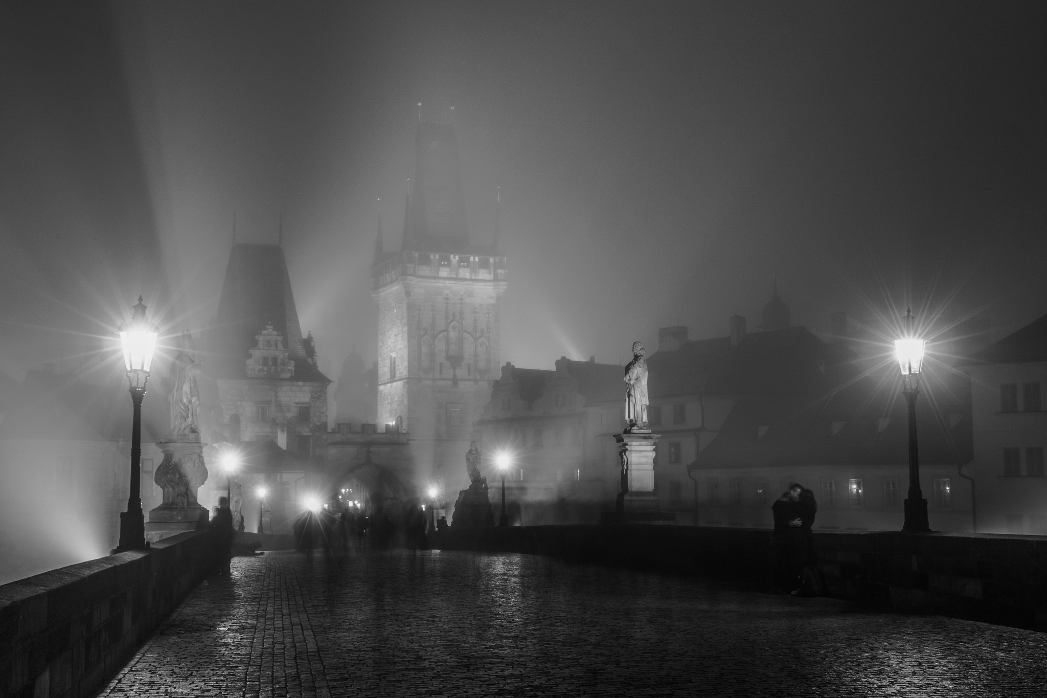 Canon EF 24-70mm F4L IS USM sample photo. Foggy evening on the charles bridge photography