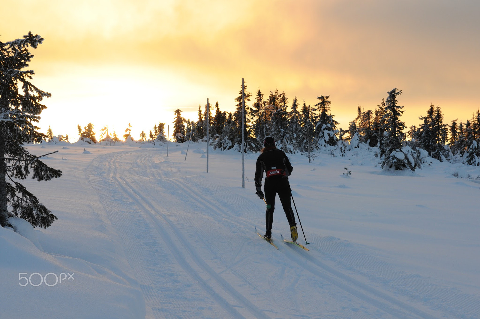 Nikon D300S sample photo. Sunset skier photography