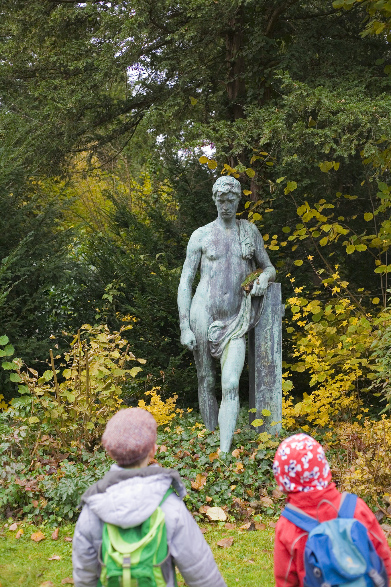 Canon EOS 5D + Canon EF 50mm f/1.8 sample photo. 2 boys and a sculpture photography