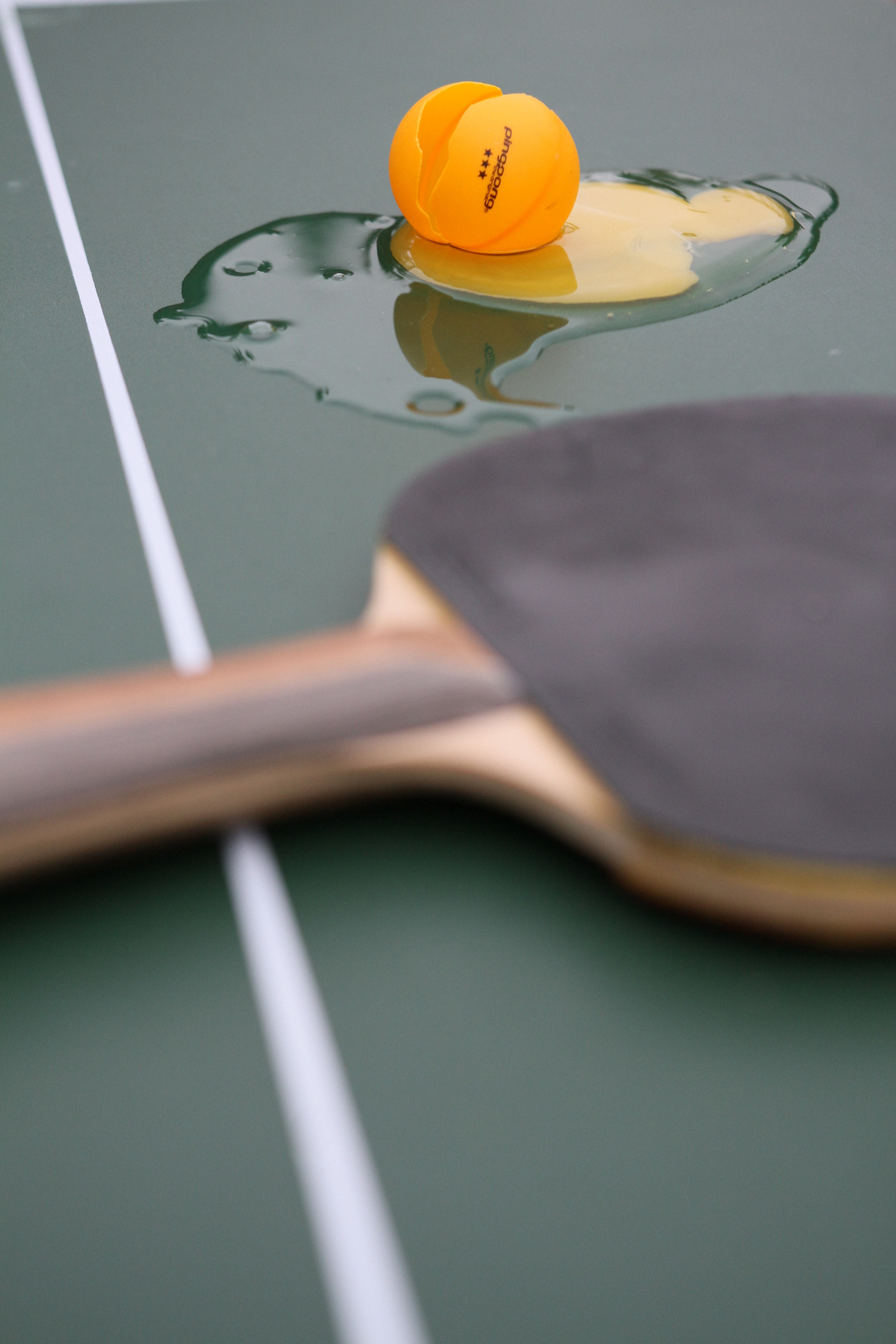 Canon EOS 7D sample photo. Broken ping pong ball and paddle, broken egg photography