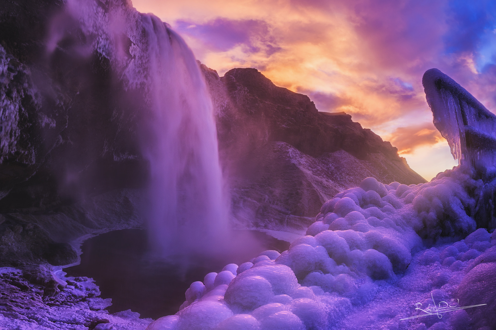 Nikon D810 + Nikon AF Fisheye-Nikkor 16mm F2.8D sample photo. Seljalandsfoss winter is coming photography