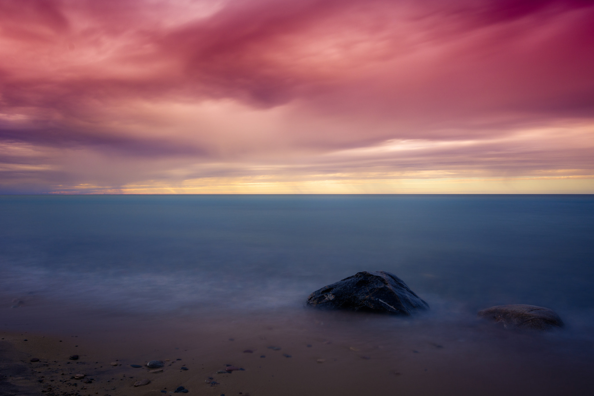 Nikon AF-S Nikkor 16-35mm F4G ED VR sample photo. Lake superior beach sunset photography