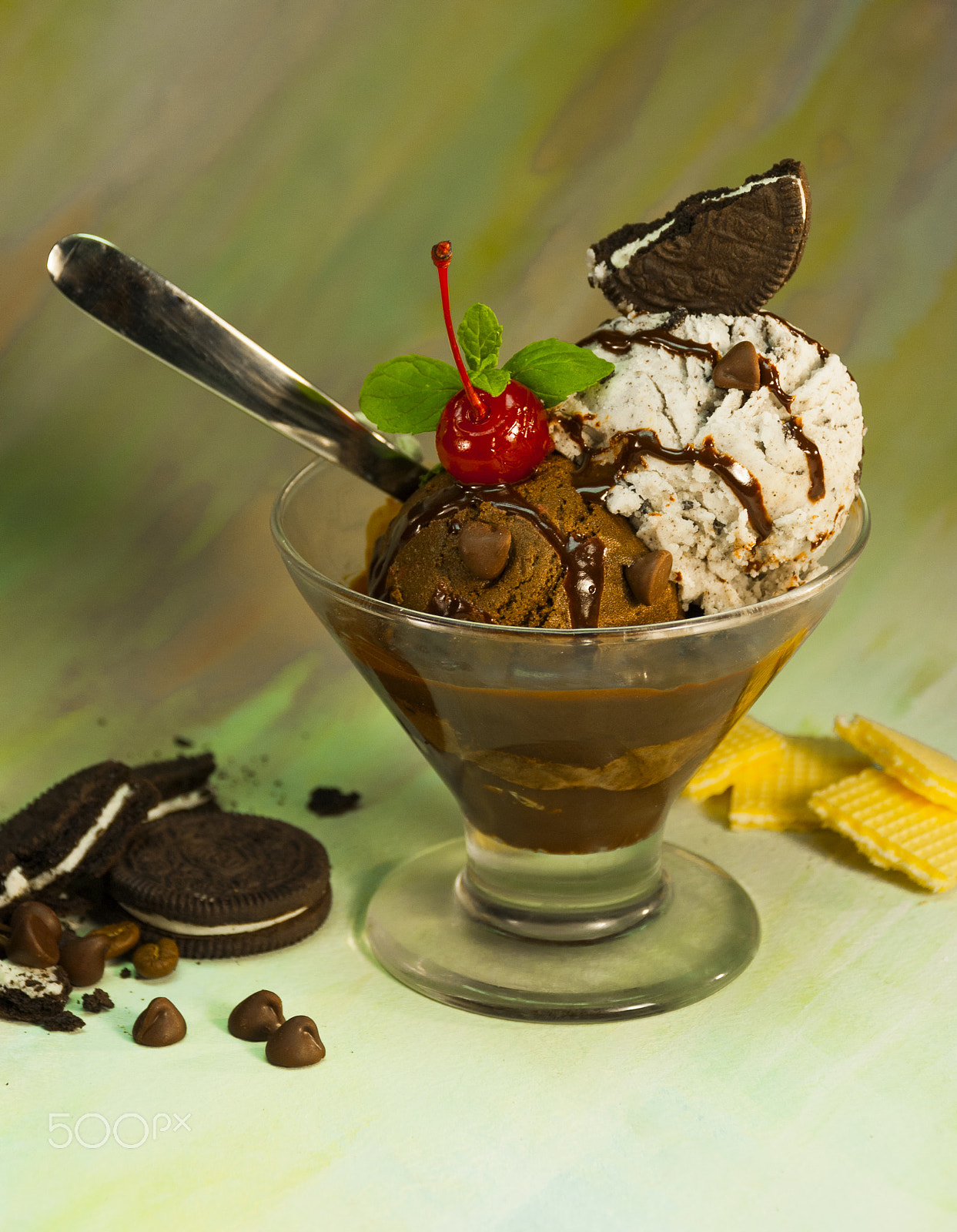 Nikon D200 sample photo. Chocolate ice cream and cookies photography
