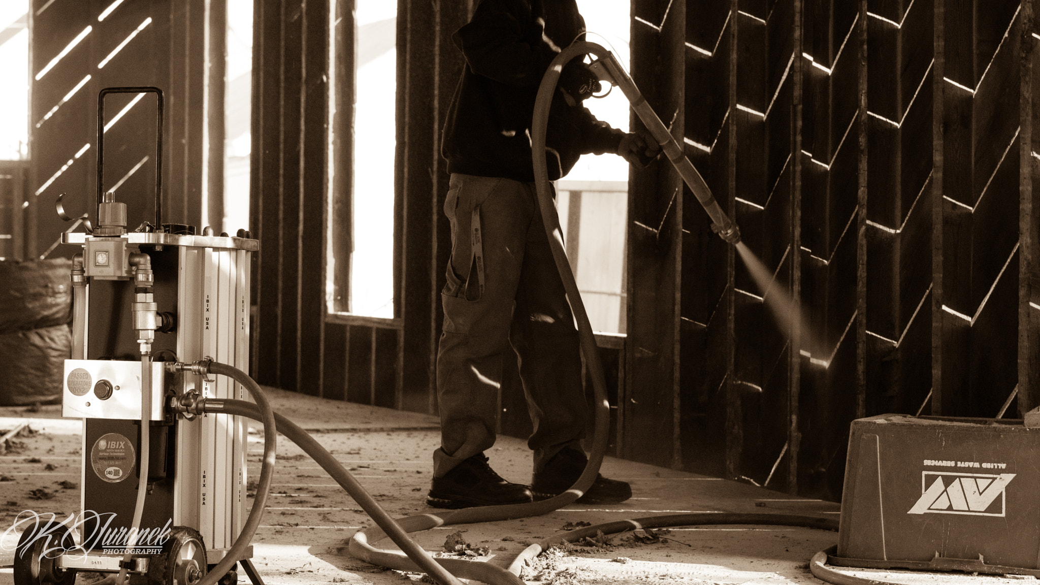 Sony FE 50mm F1.8 sample photo. Soda blasting fire damage photography
