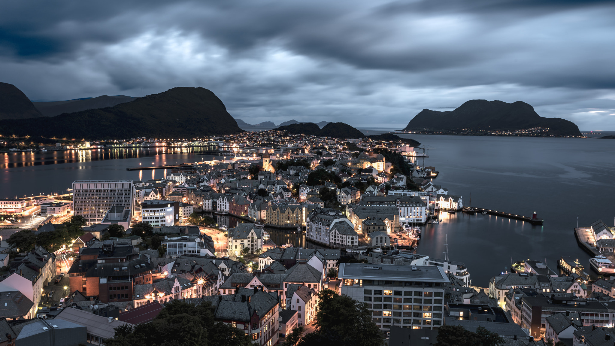 Nightlife in Ålesund, Norway.