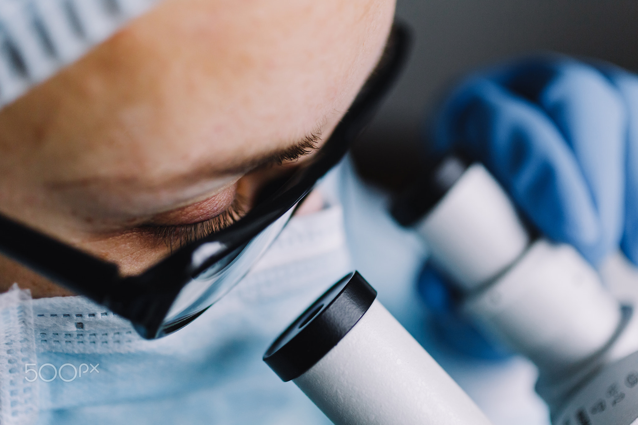 Close up view of scientist eye