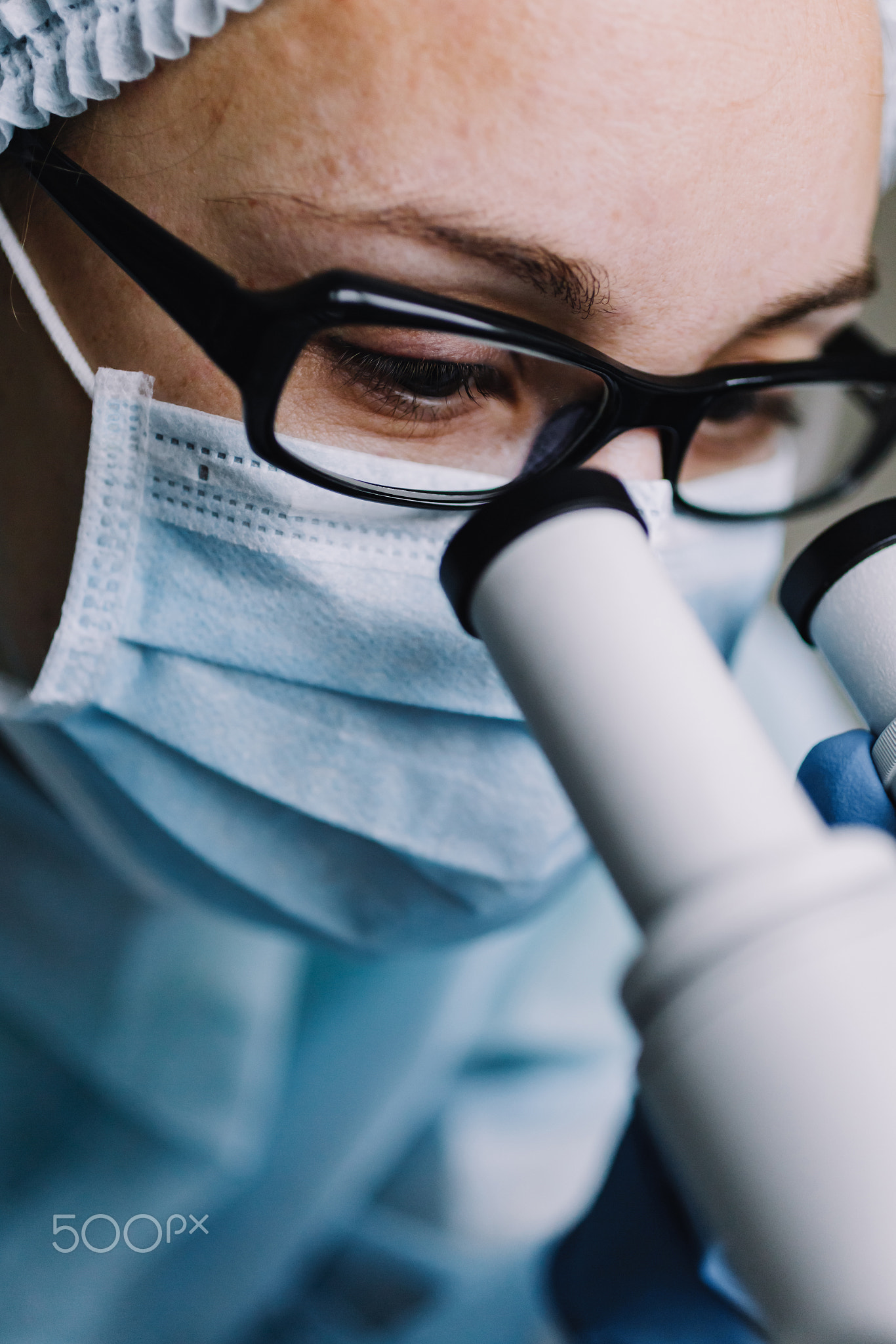 Close up view of scientist eye