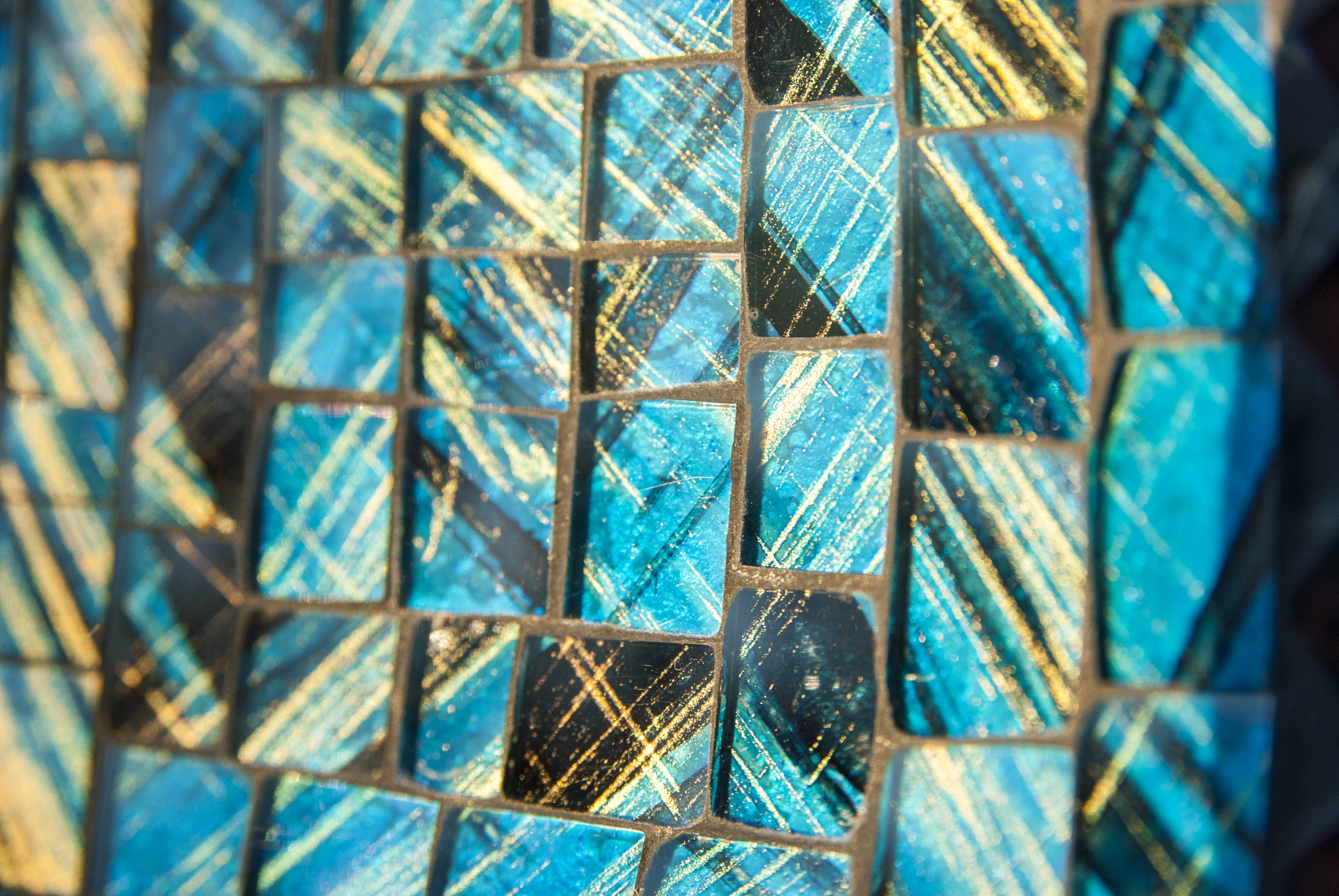 Mosaic Blue ana Black Background. Glass pieces