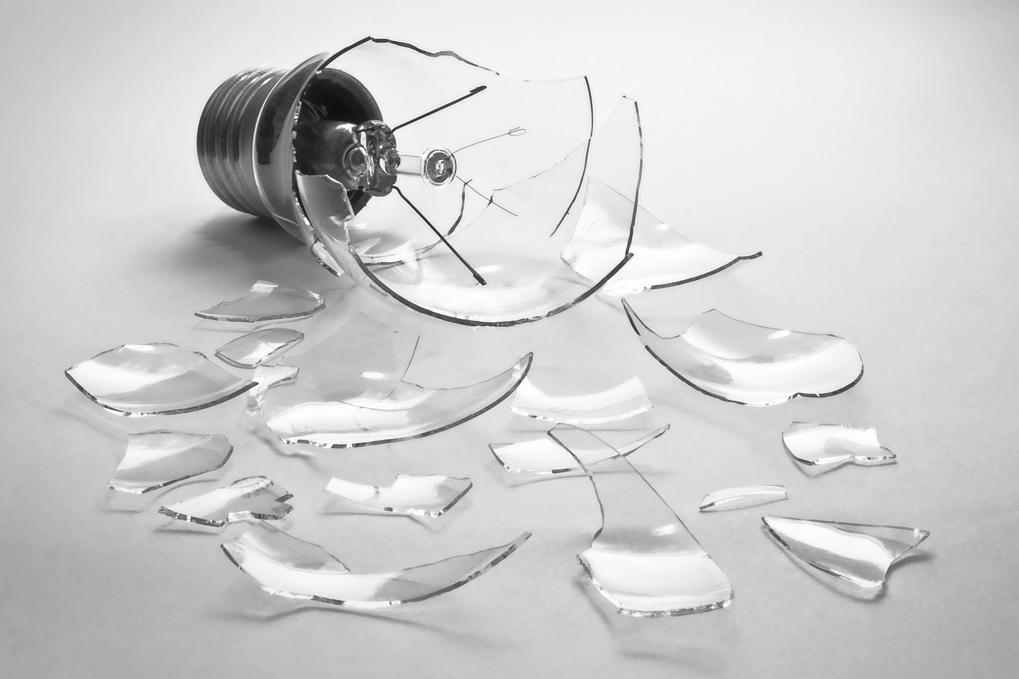 Broken light bulb and fragments