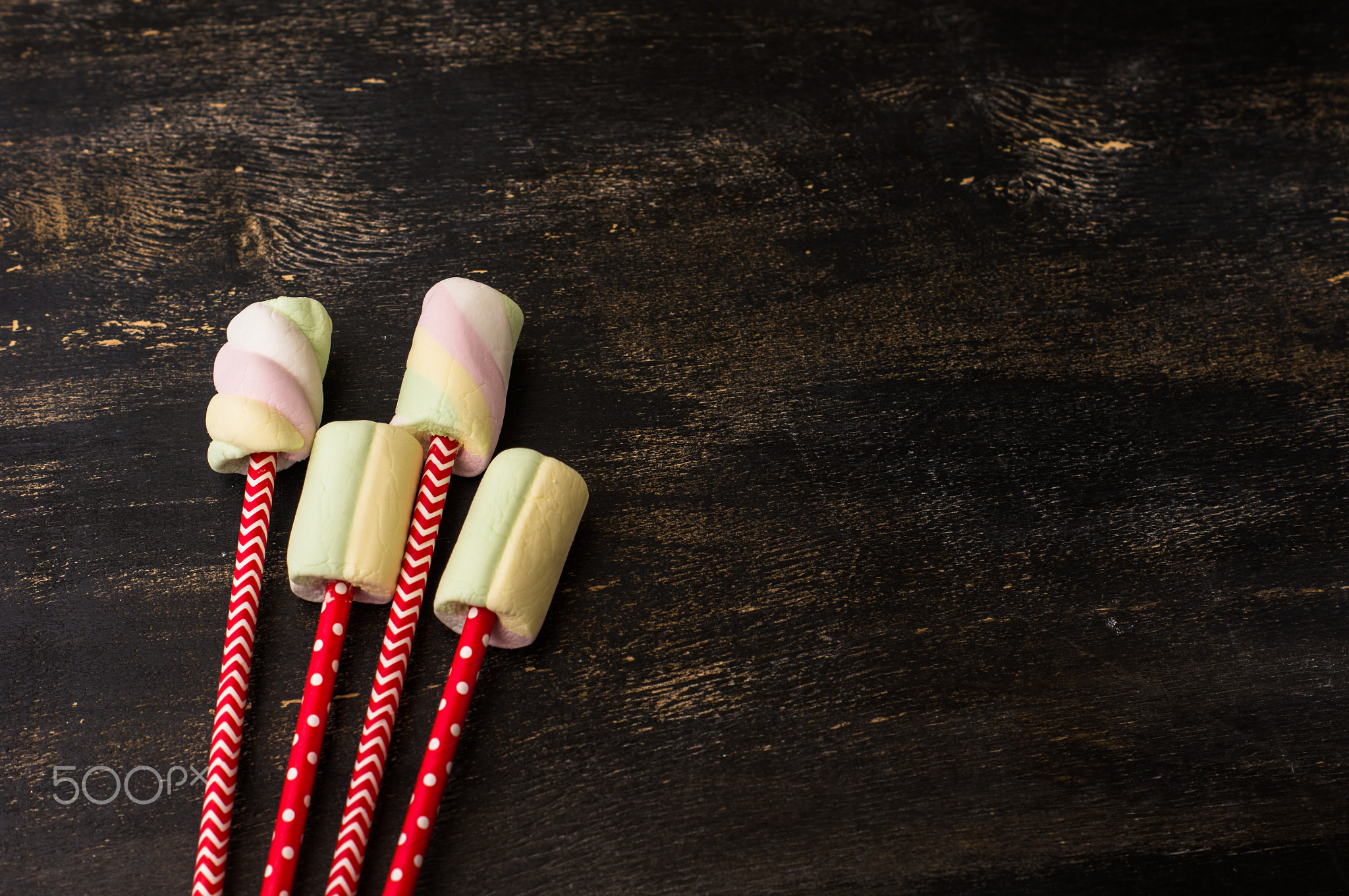 Christmas or New Year composition with marshmallows