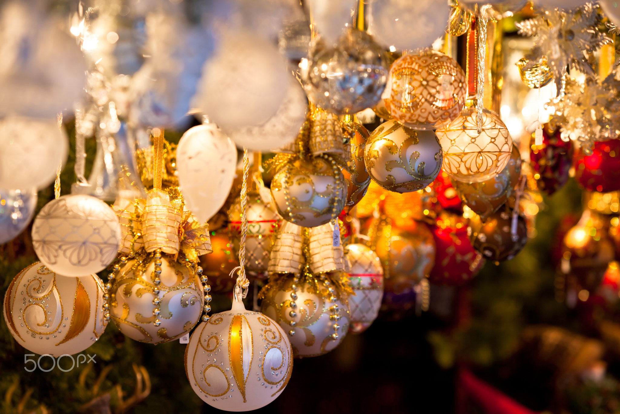Christmas decoration on a european market