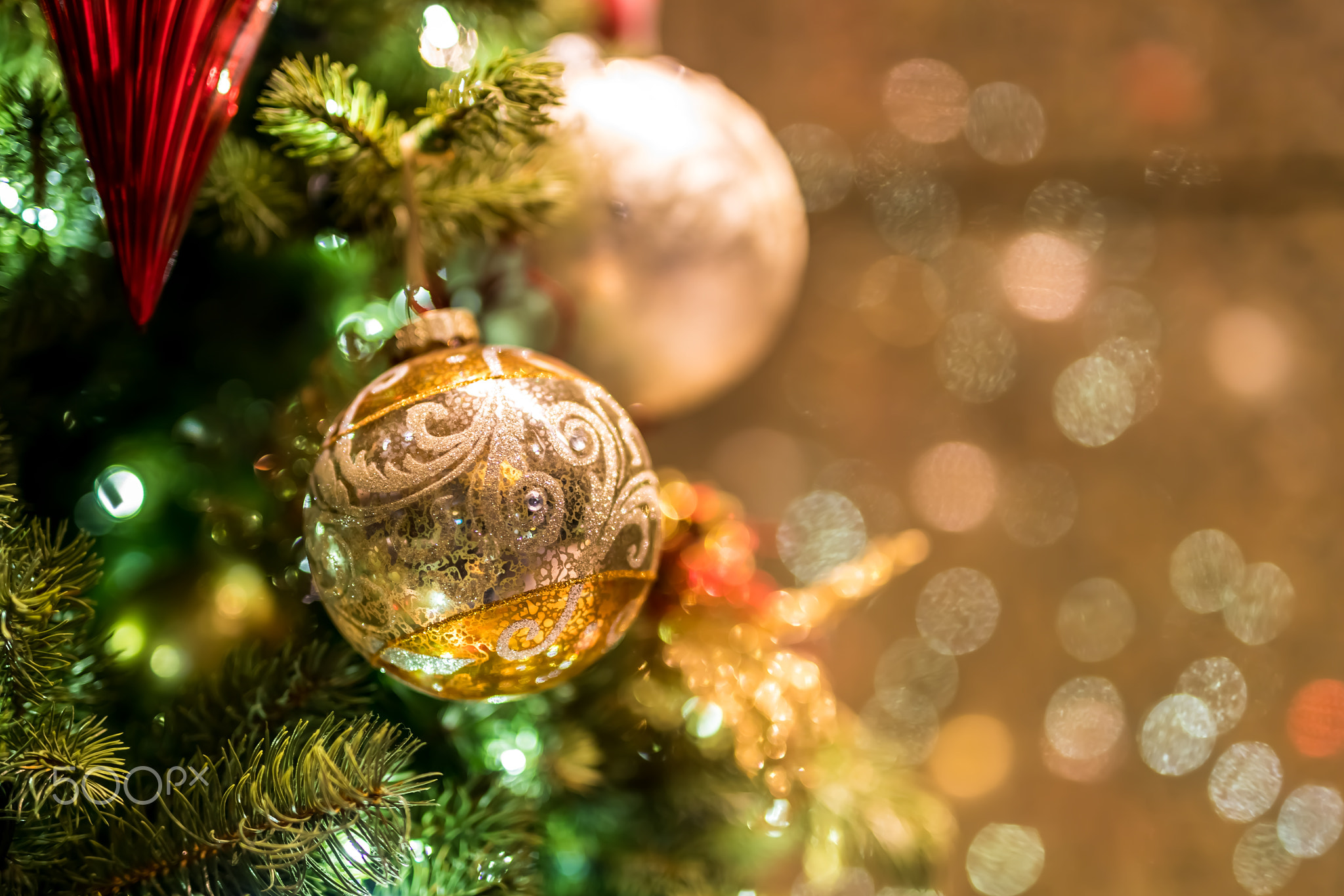Christmas background with christmas balls - Soft focus