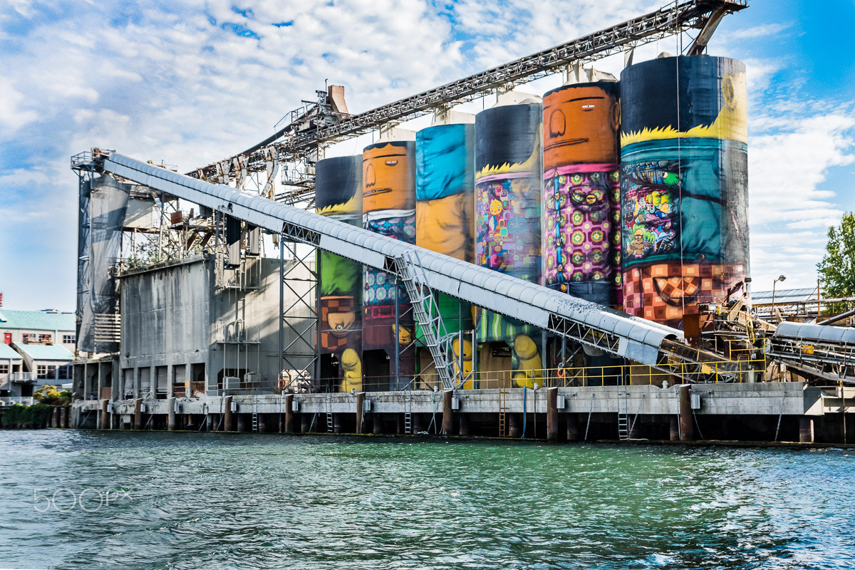 Nikon D500 sample photo. Mineral/rock/concrete silos on granville island, vancouver canad photography