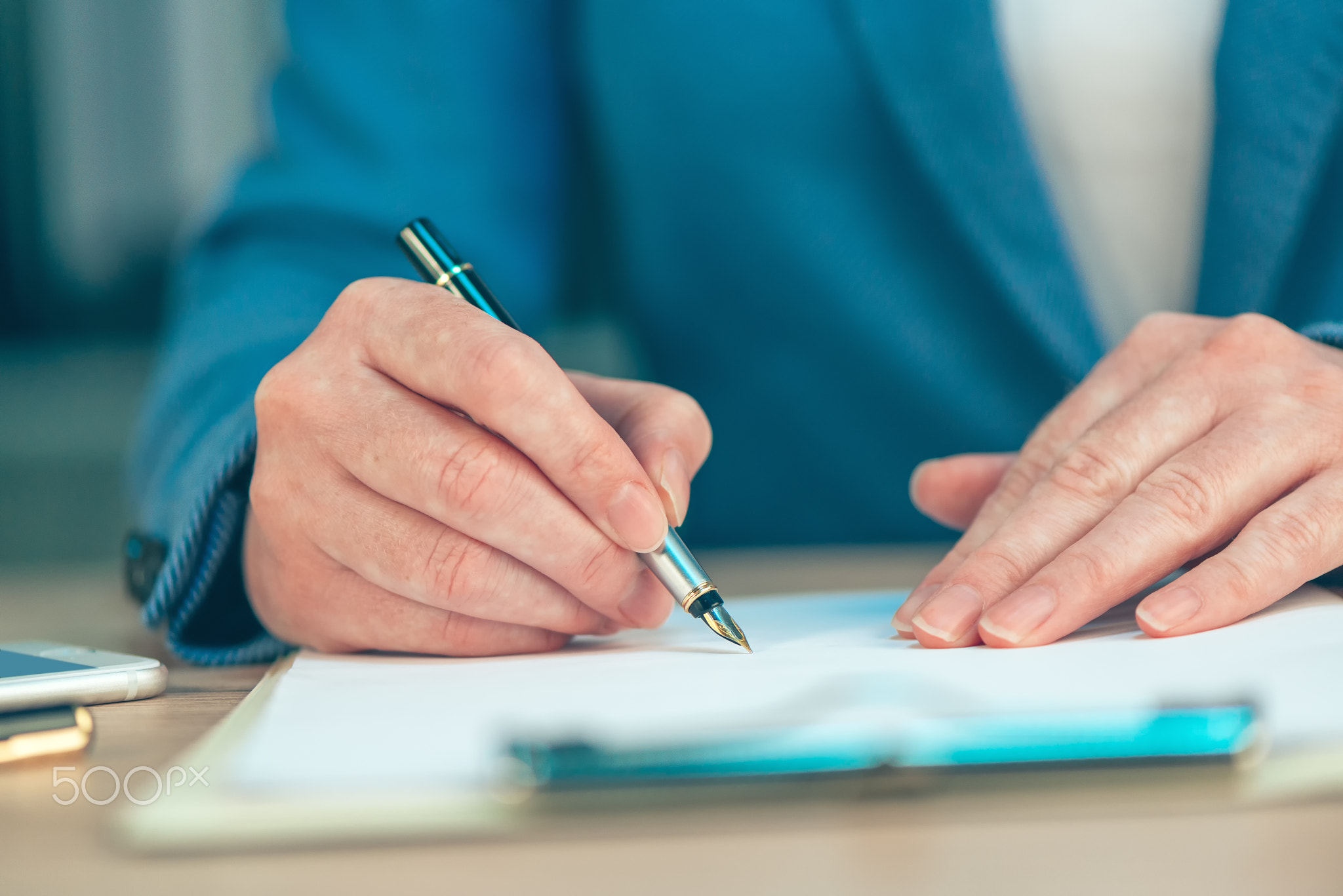 Businesswoman signing business contract agreement