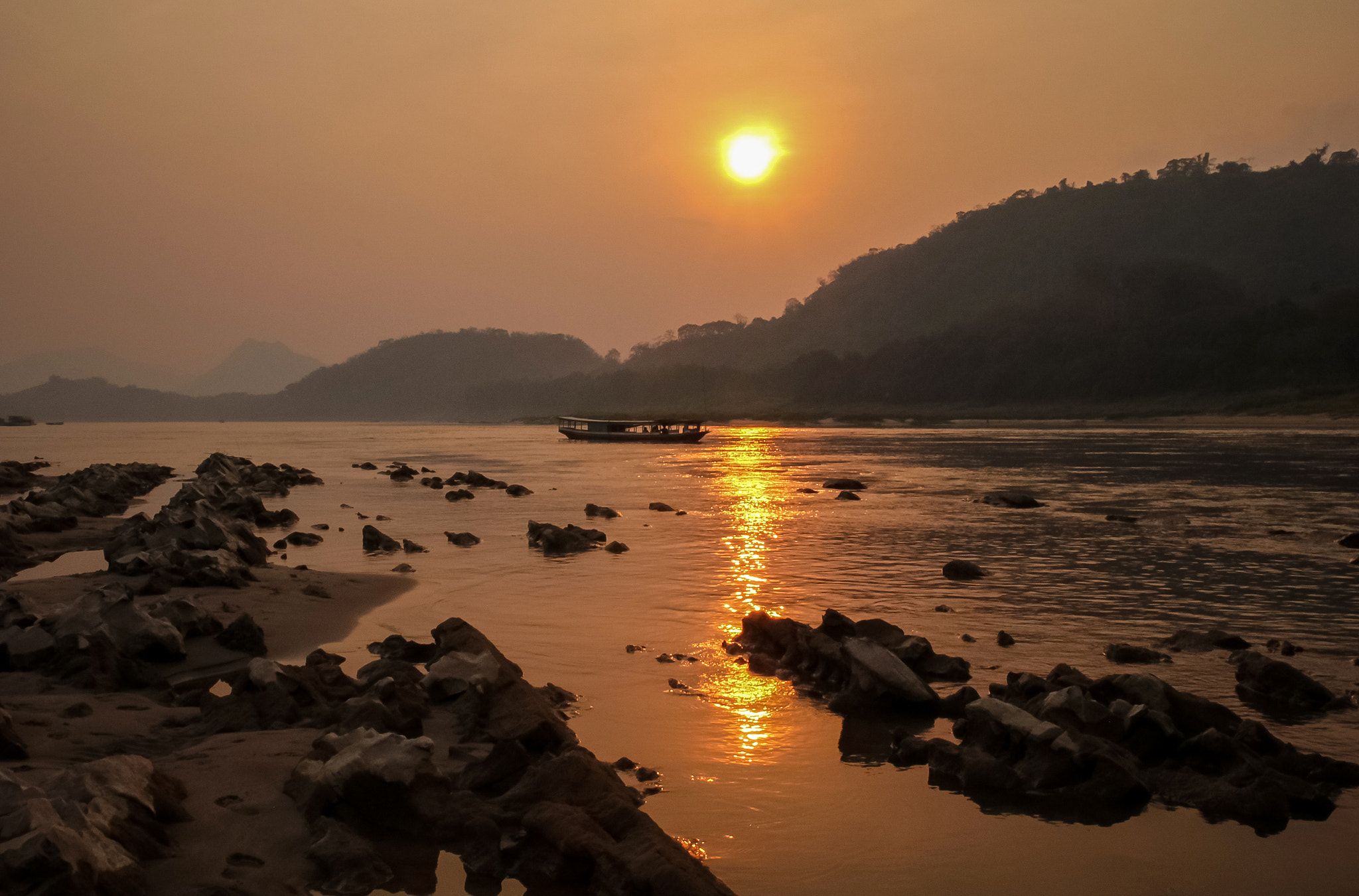 Evening life. Mekong river