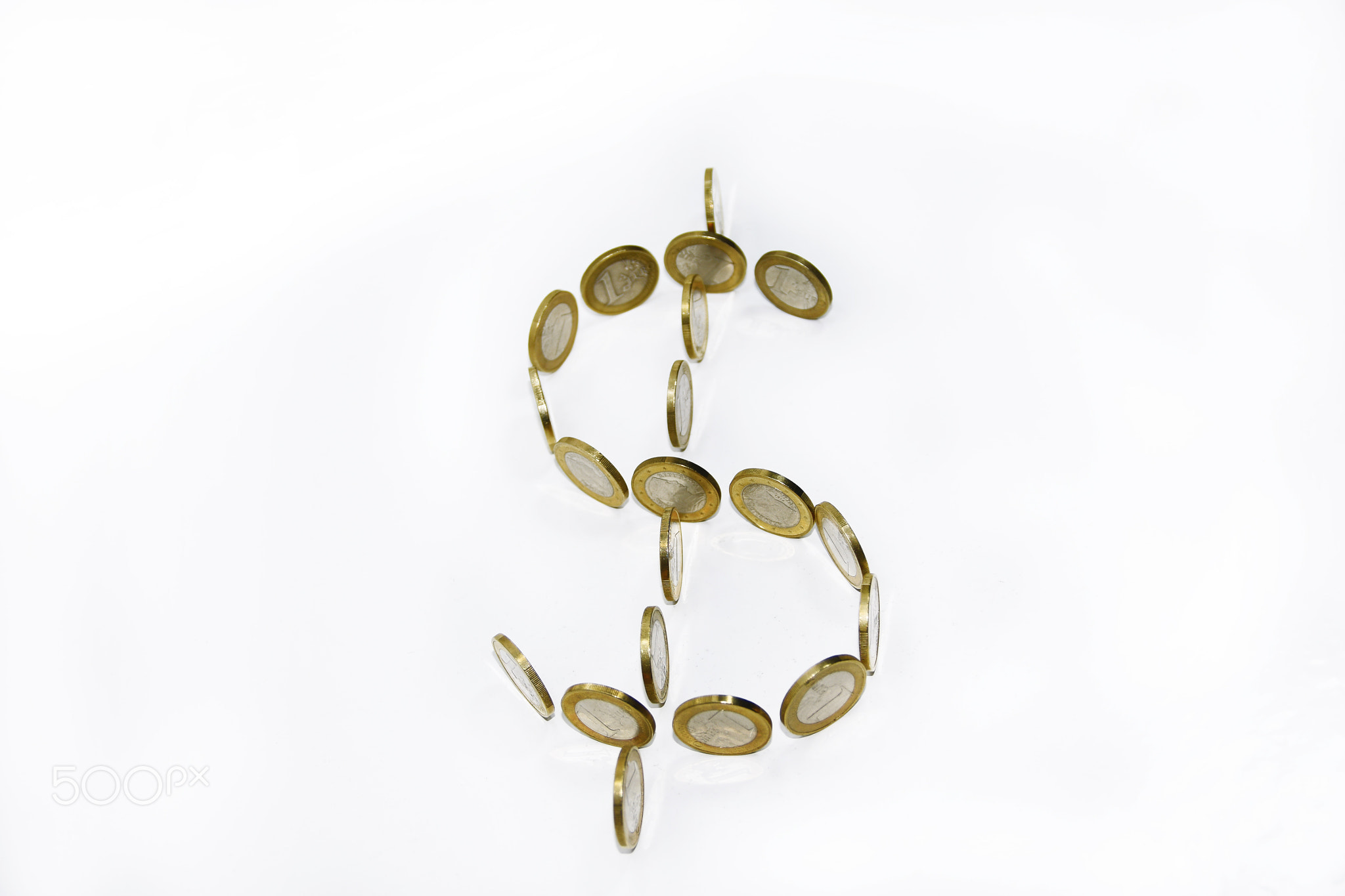 Dollar symbol build from coins
