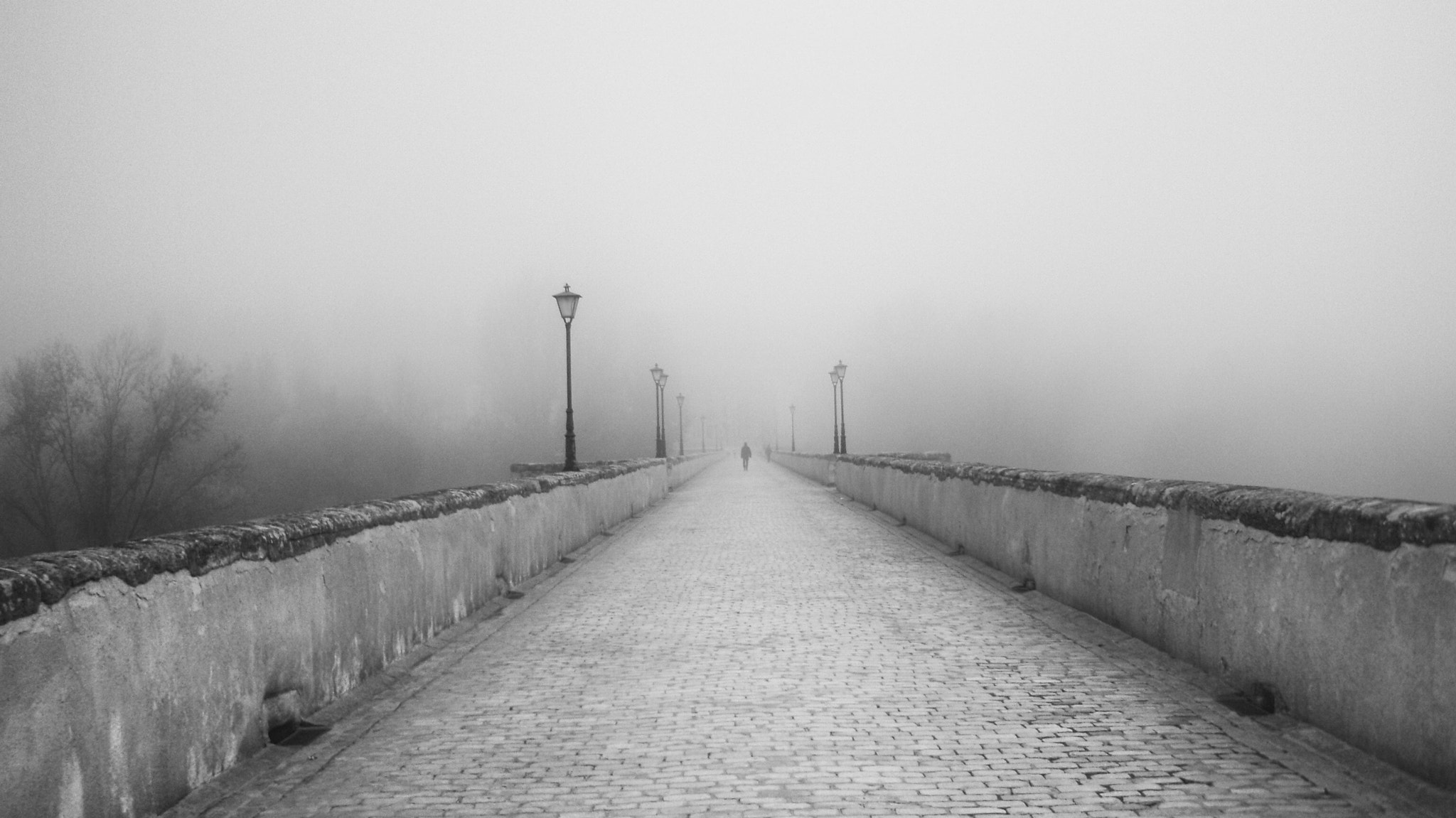Olympus u740,S740 sample photo. The roman bridge in fog. photography