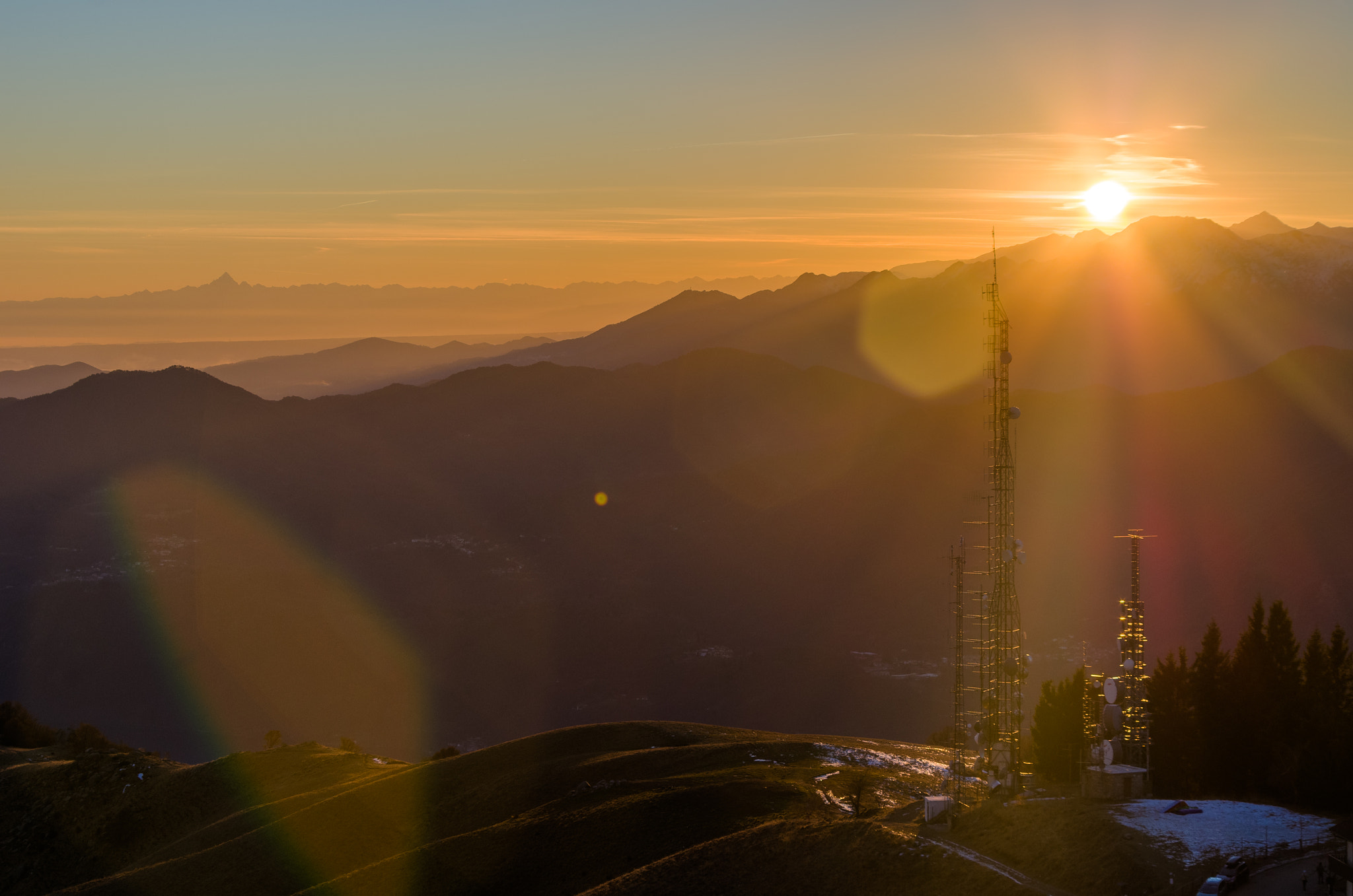 Pentax K-5 IIs sample photo. Sunset over alps photography