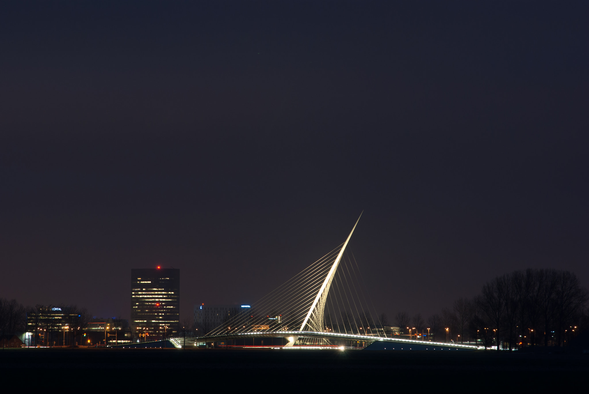 Pentax K10D sample photo. Calatrava bridge at dawn photography