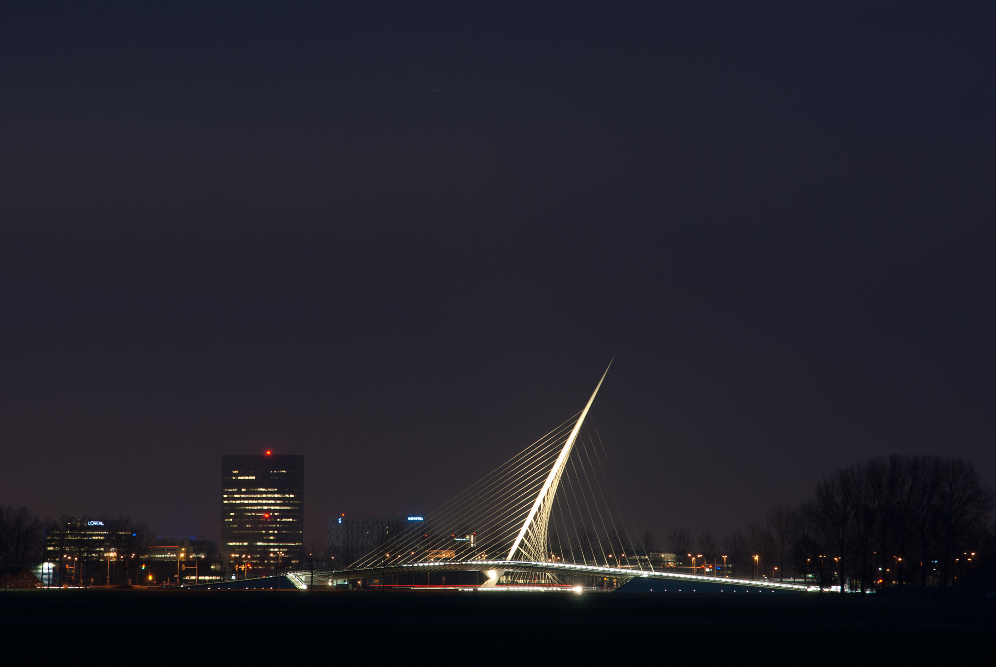 Pentax K10D + Sigma 70-200mm F2.8 EX DG Macro HSM II sample photo. Calatrava bridge at dawn photography