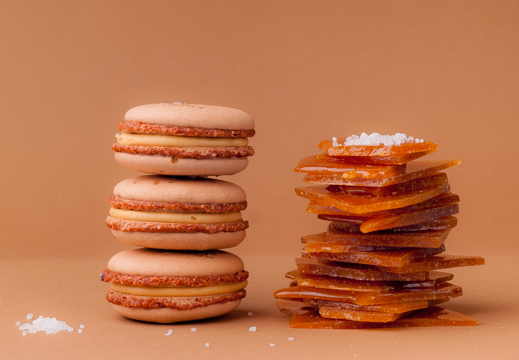 Nikon D200 sample photo. Salted caramel macarons photography