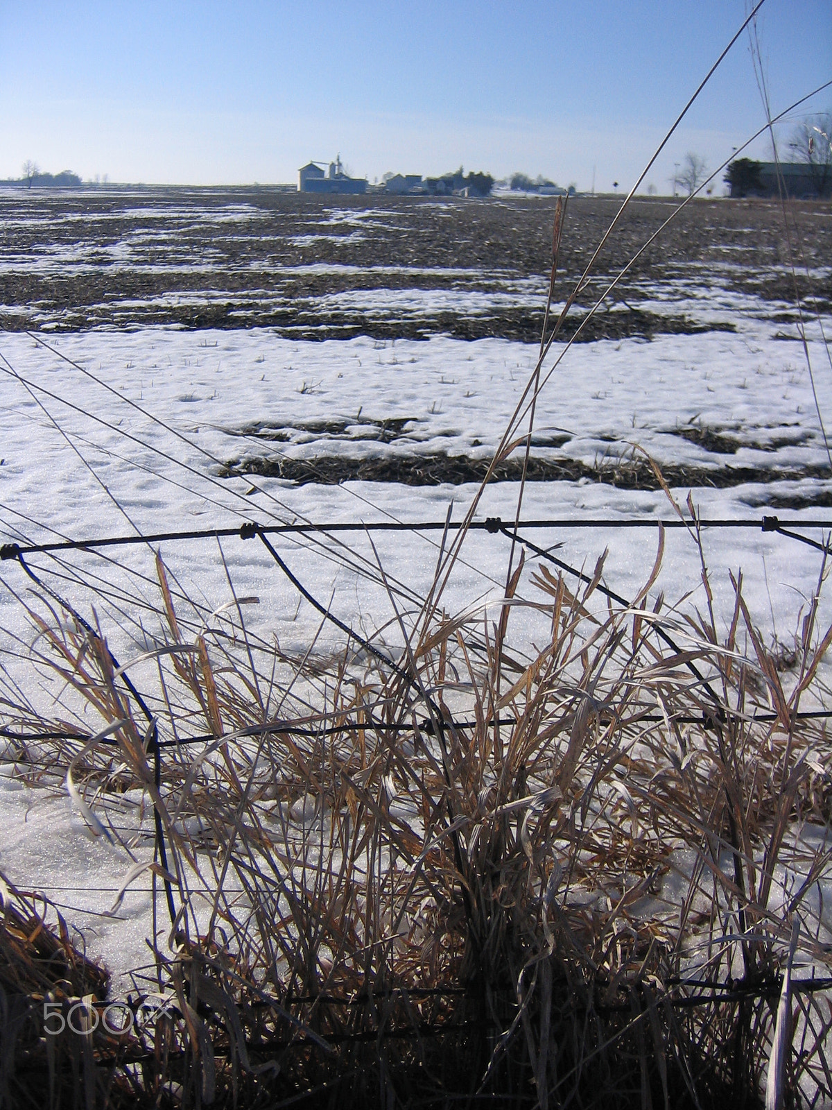 Canon POWERSHOT SD110 sample photo. Snow of a field & farm melt photography