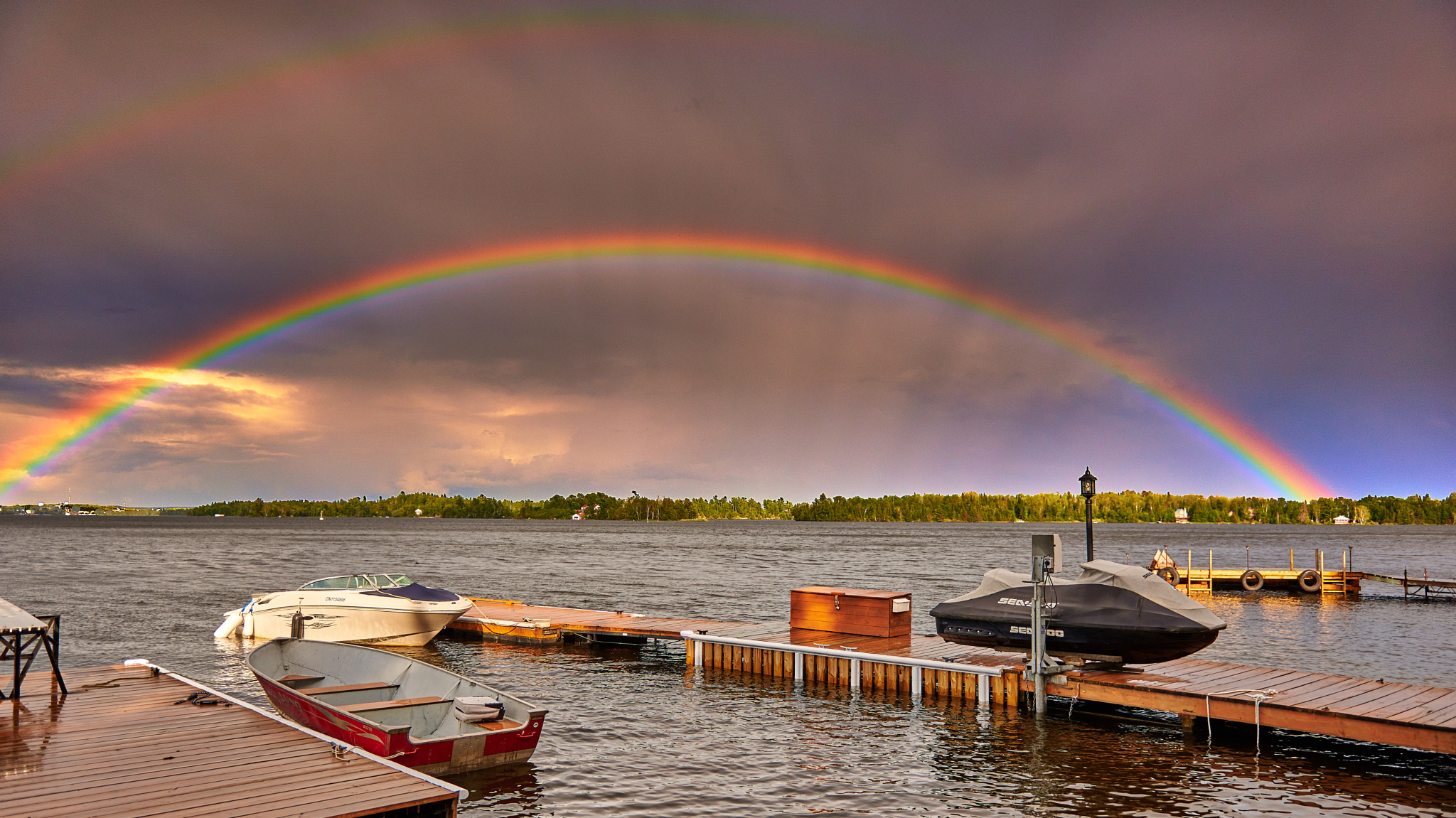 Nikon AF-S Nikkor 24-70mm F2.8G ED sample photo. Rainbow on lake of the woods photography