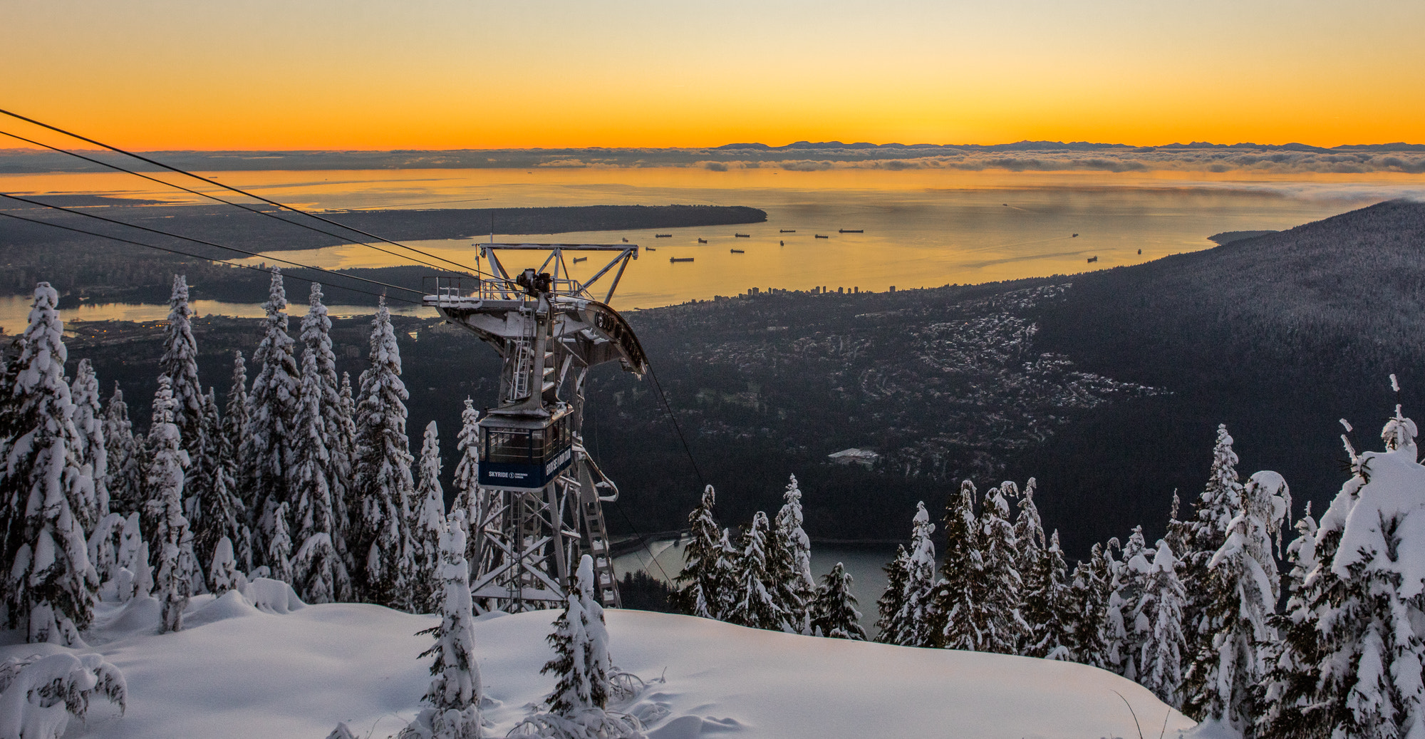 Canon EOS 5DS R + Canon EF 24-70mm F2.8L USM sample photo. High above vancouver at sunset in winter photography