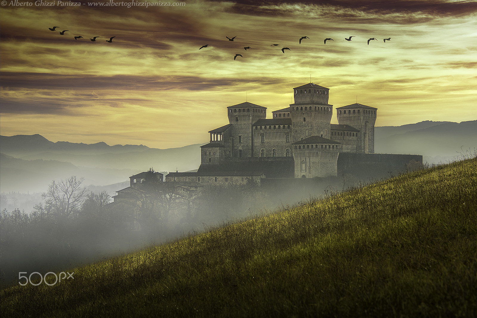 Nikon D500 sample photo. A castle among lights and fog photography