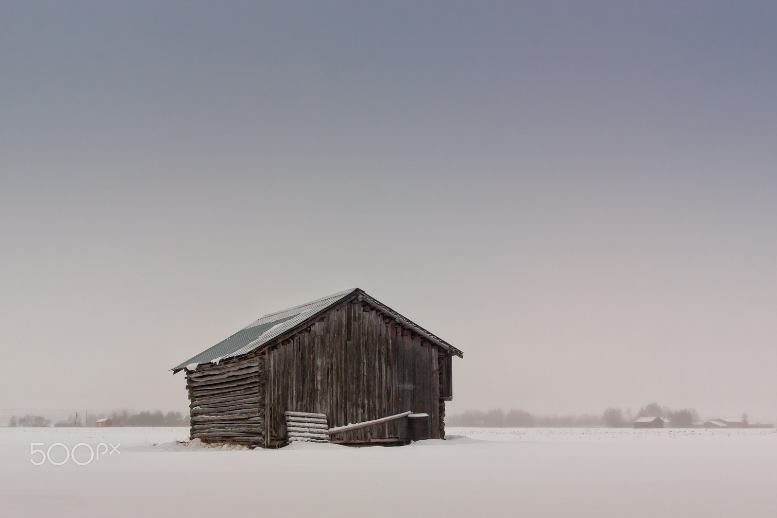 Canon EOS 50D + Canon EF-S 24mm F2.8 STM sample photo. Little barn house on the snowy fields photography