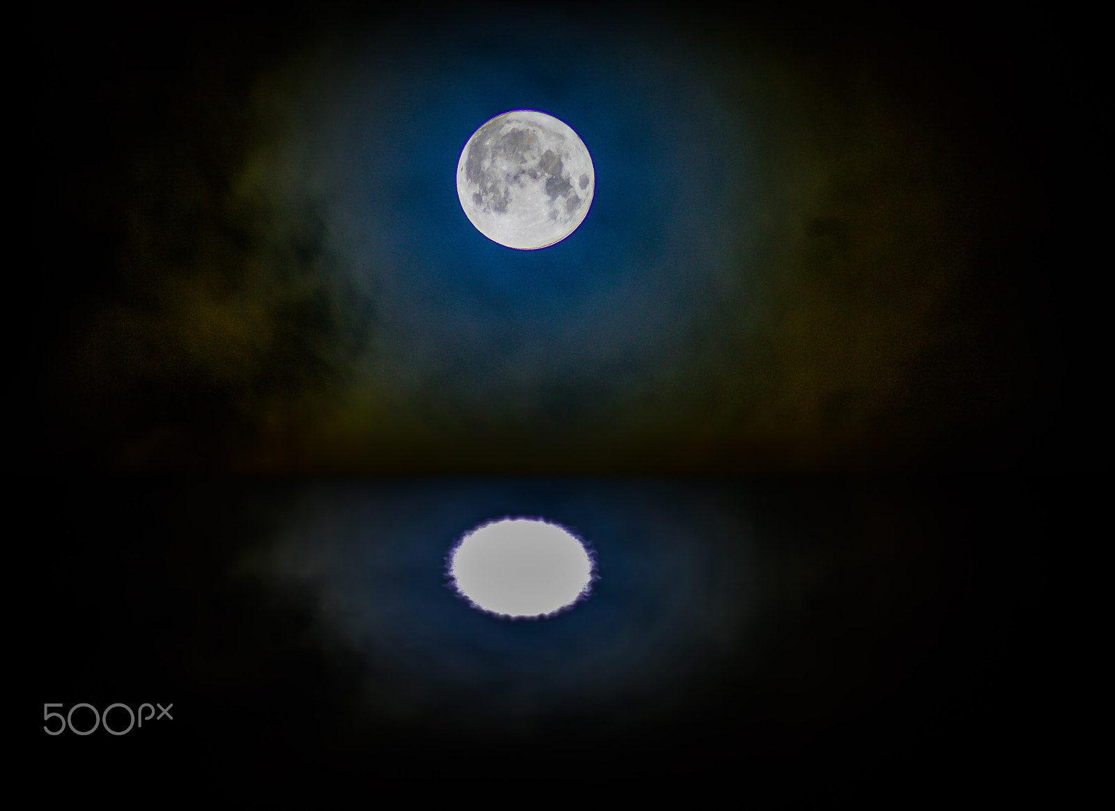 Pentax K20D sample photo. Moon reflected in the pond photography