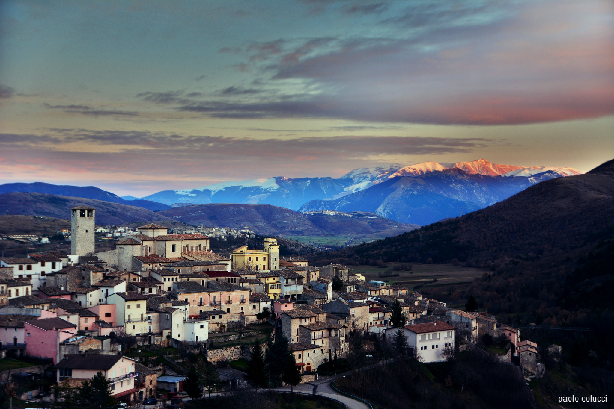 Sigma 18-200mm F3.5-6.3 II DC OS HSM sample photo. Panorama di caporciano (aq) al tramonto photography