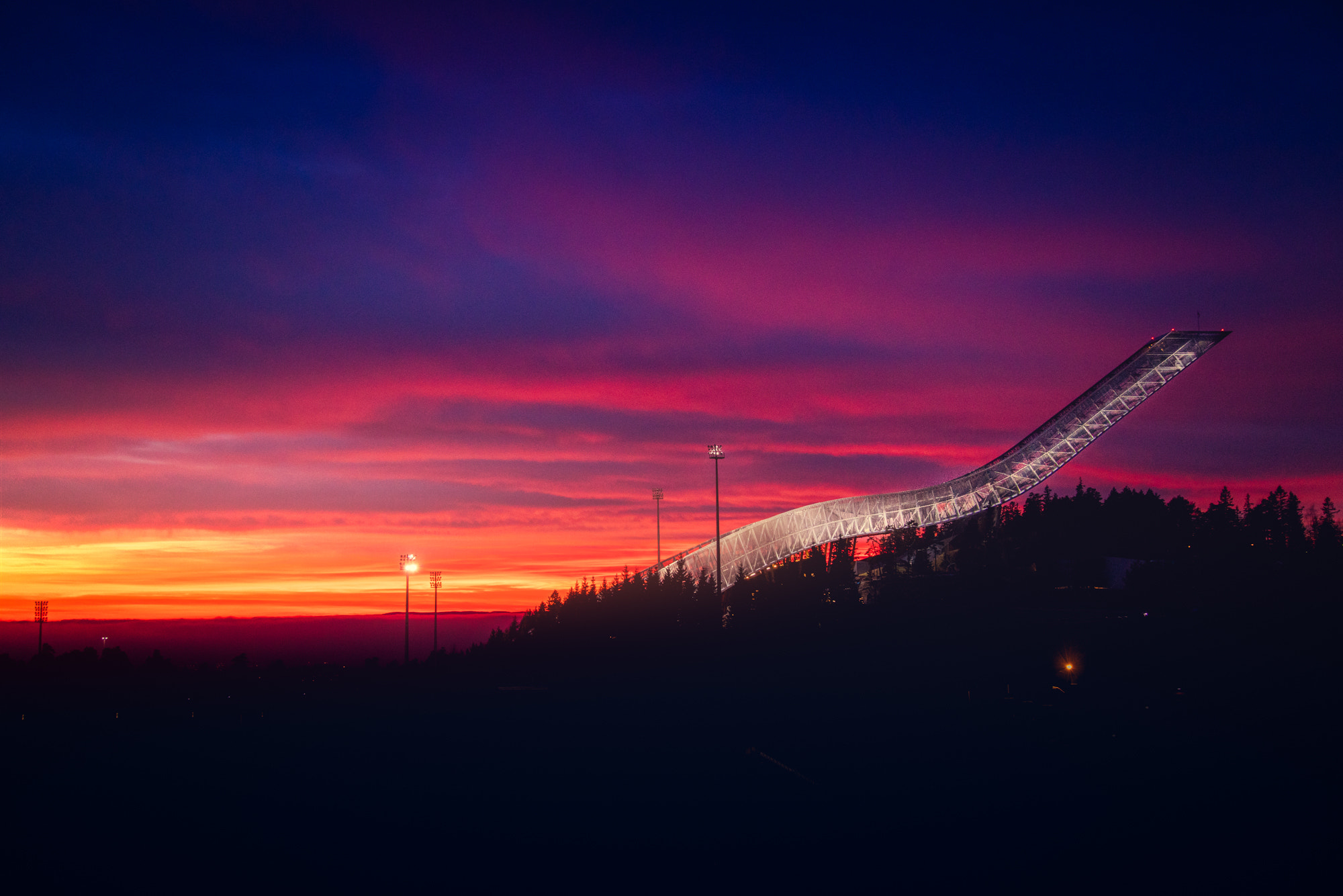 24-105mm F4 sample photo. Holmenkollen at sunset photography