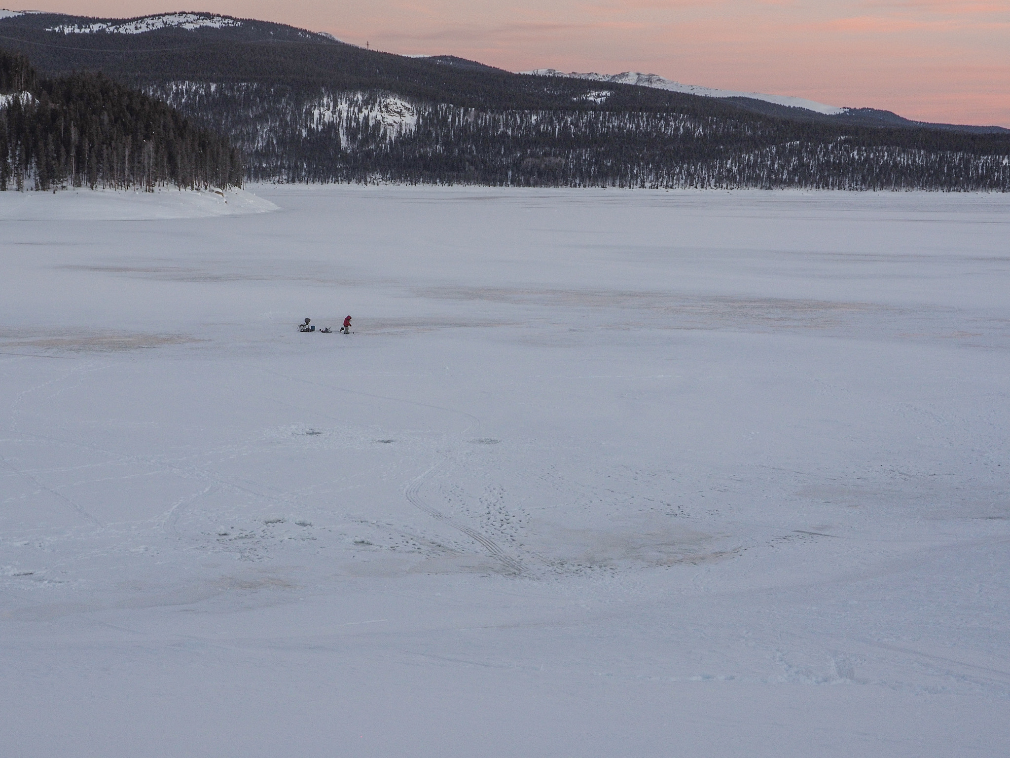 Olympus OM-D E-M10 sample photo. Ice fishing at sunrise photography