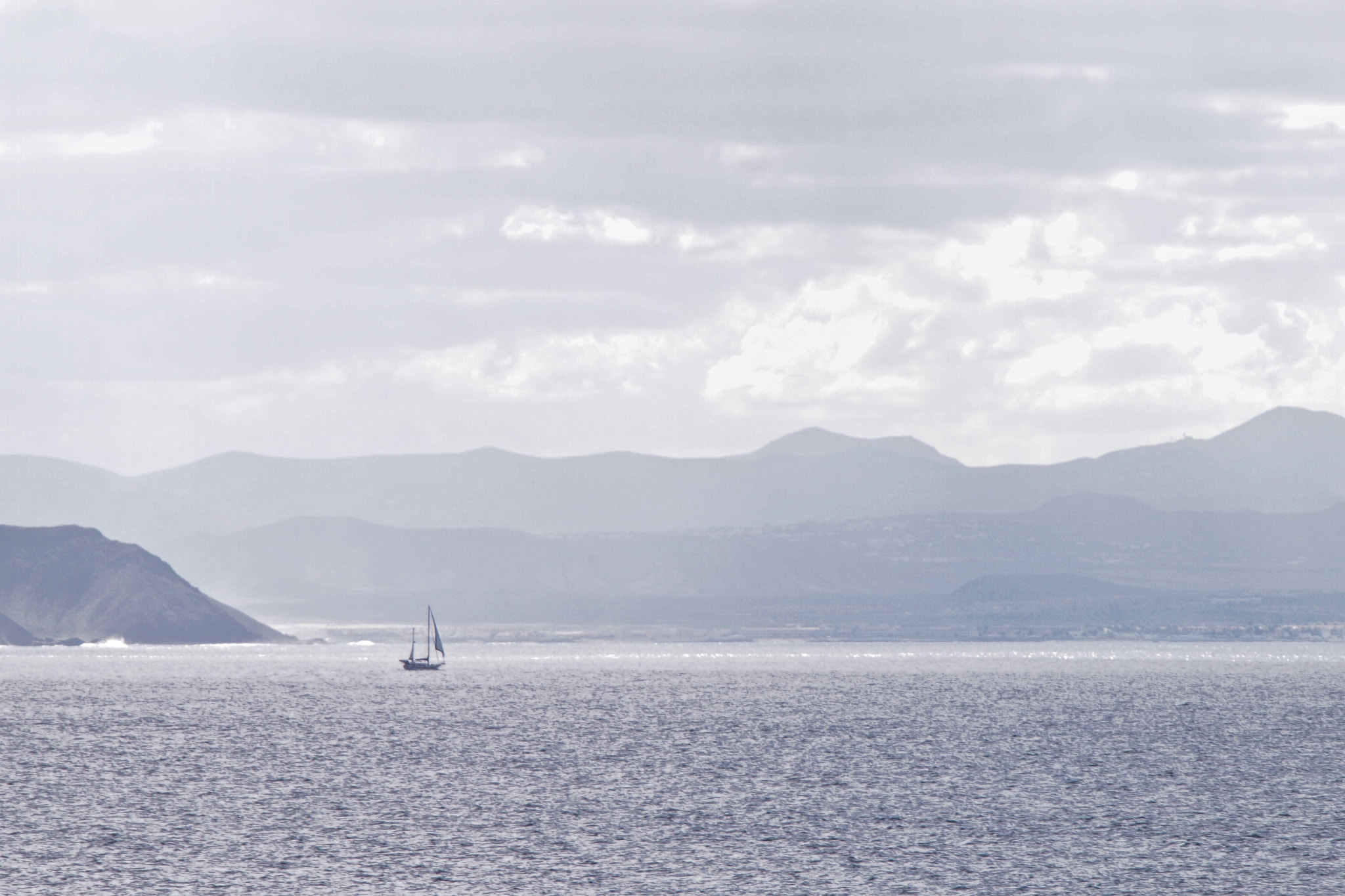 Olympus PEN E-P3 sample photo. Lonely yacht - atlantic ocean photography
