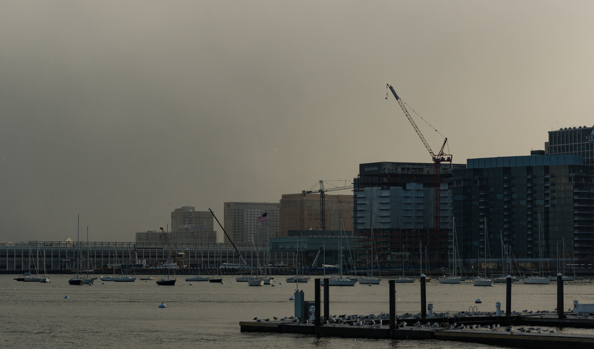 Pentax K-3 II + Pentax smc DA* 55mm F1.4 SDM sample photo. Boston harbor fog photography