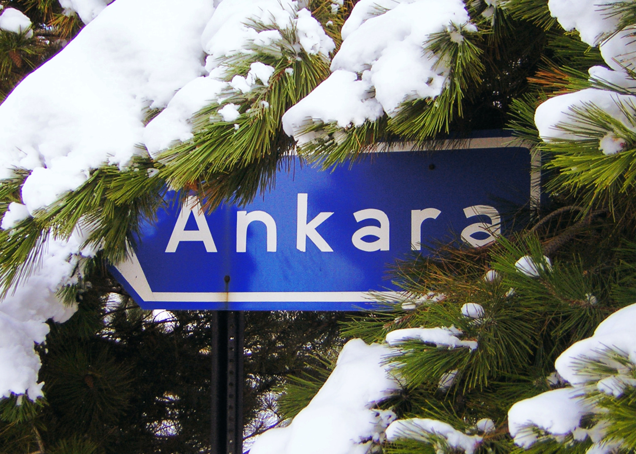 Nikon E2200 sample photo. Direction sign to ankara under snow photography