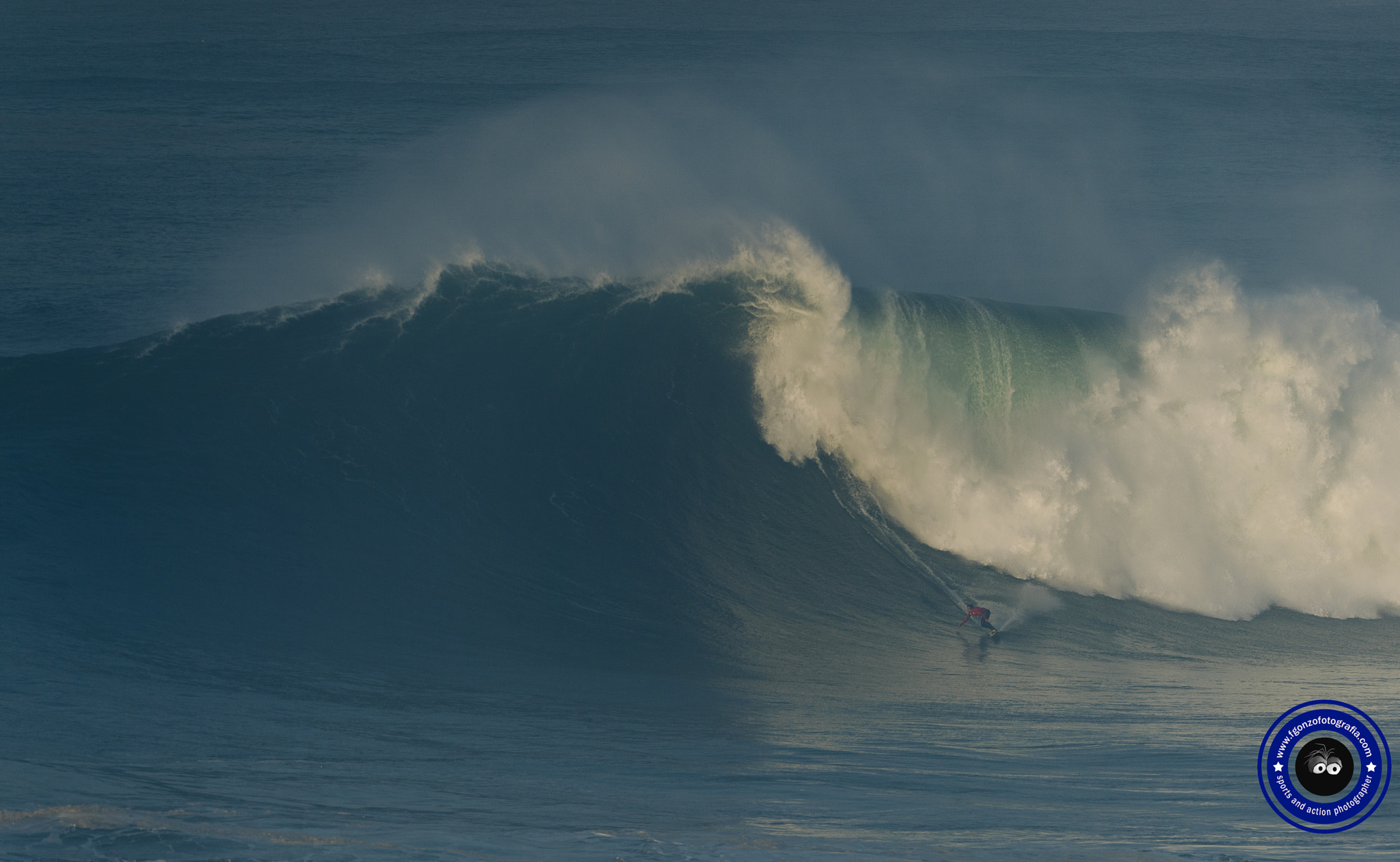 Nikon D4 sample photo. Kay lenny surfing a monster wave at sunrise. photography