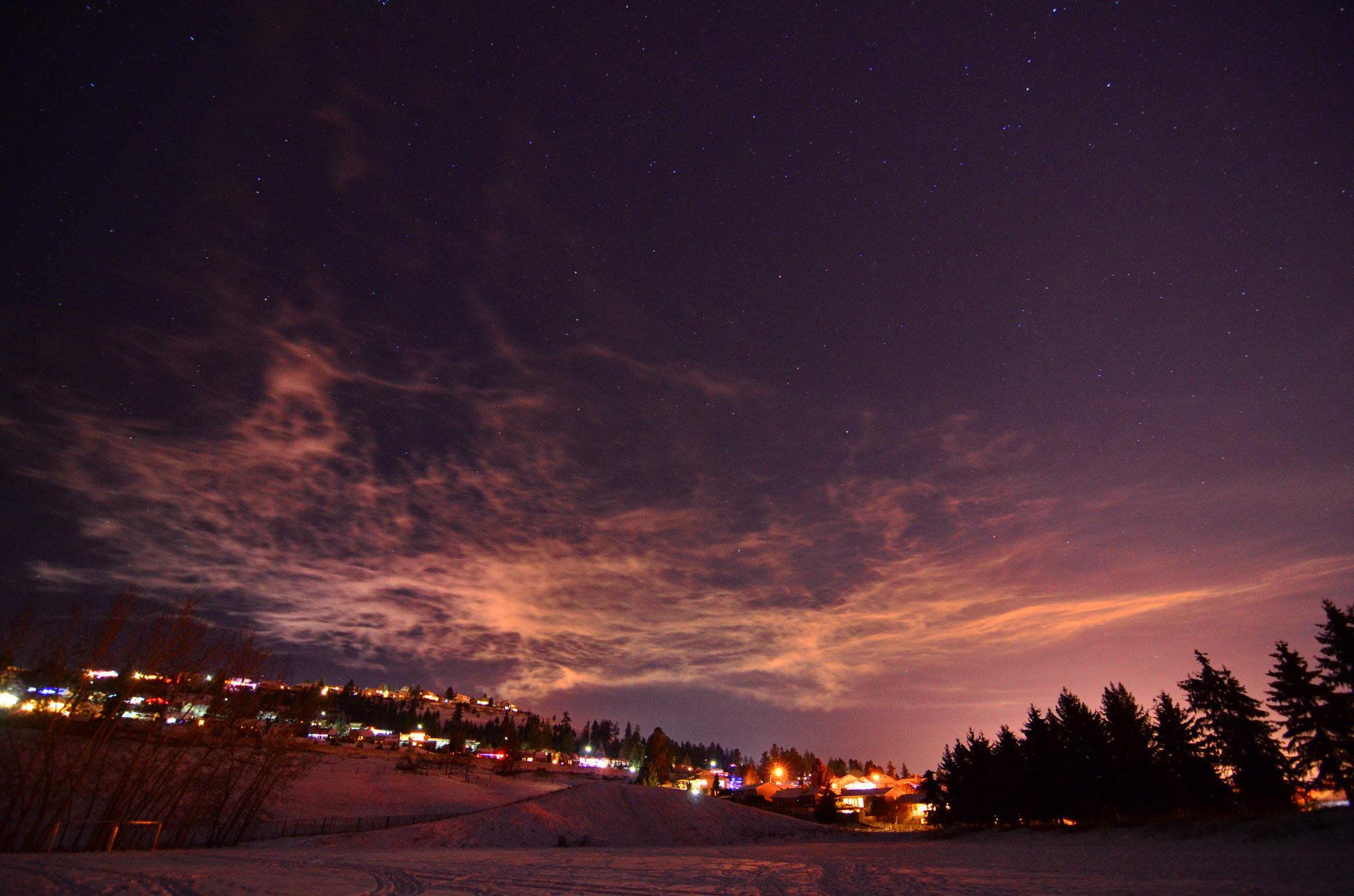 Tokina AT-X Pro 11-16mm F2.8 DX sample photo. Interesting cloud formation to catch the light pollution. kamloops, bc canada photography