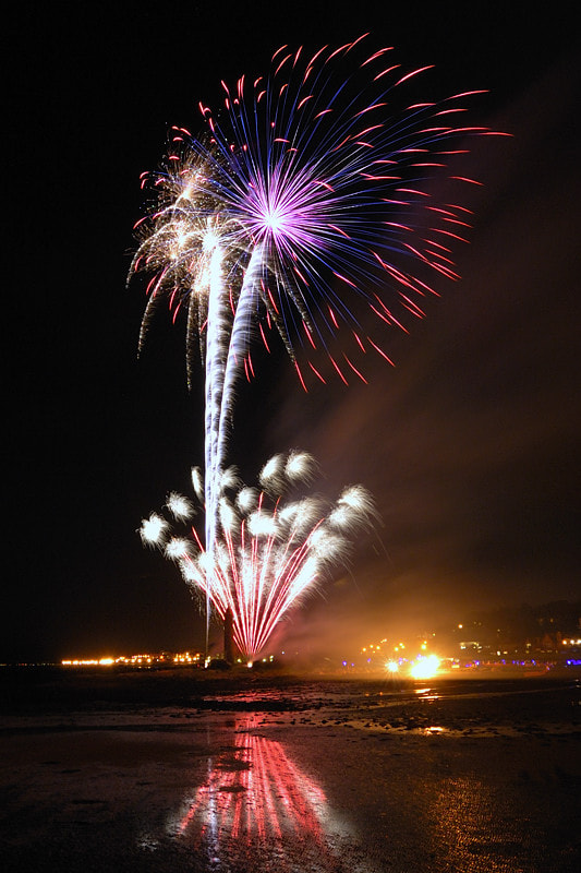 Nikon D200 sample photo. Bonfire and fireworks display photography